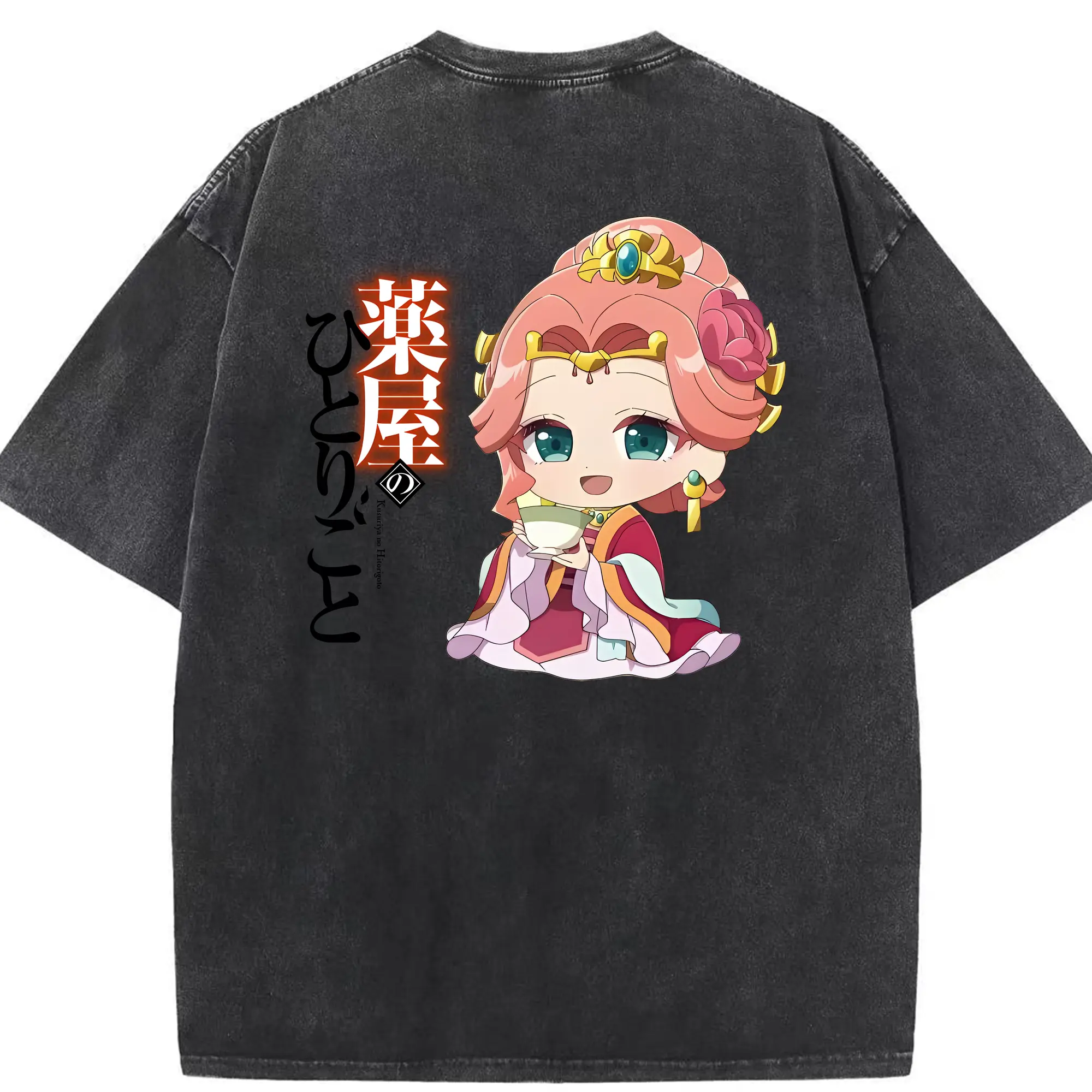 薬屋のひとりごと グッズ,玉葉妃 - 綿100％ ヴィンテージ風 半袖Tシャツ ・ 背面プリント ・ 柔らか肌触り ・ 通気性 快適 ・ スポーツ カジュアル 外出用