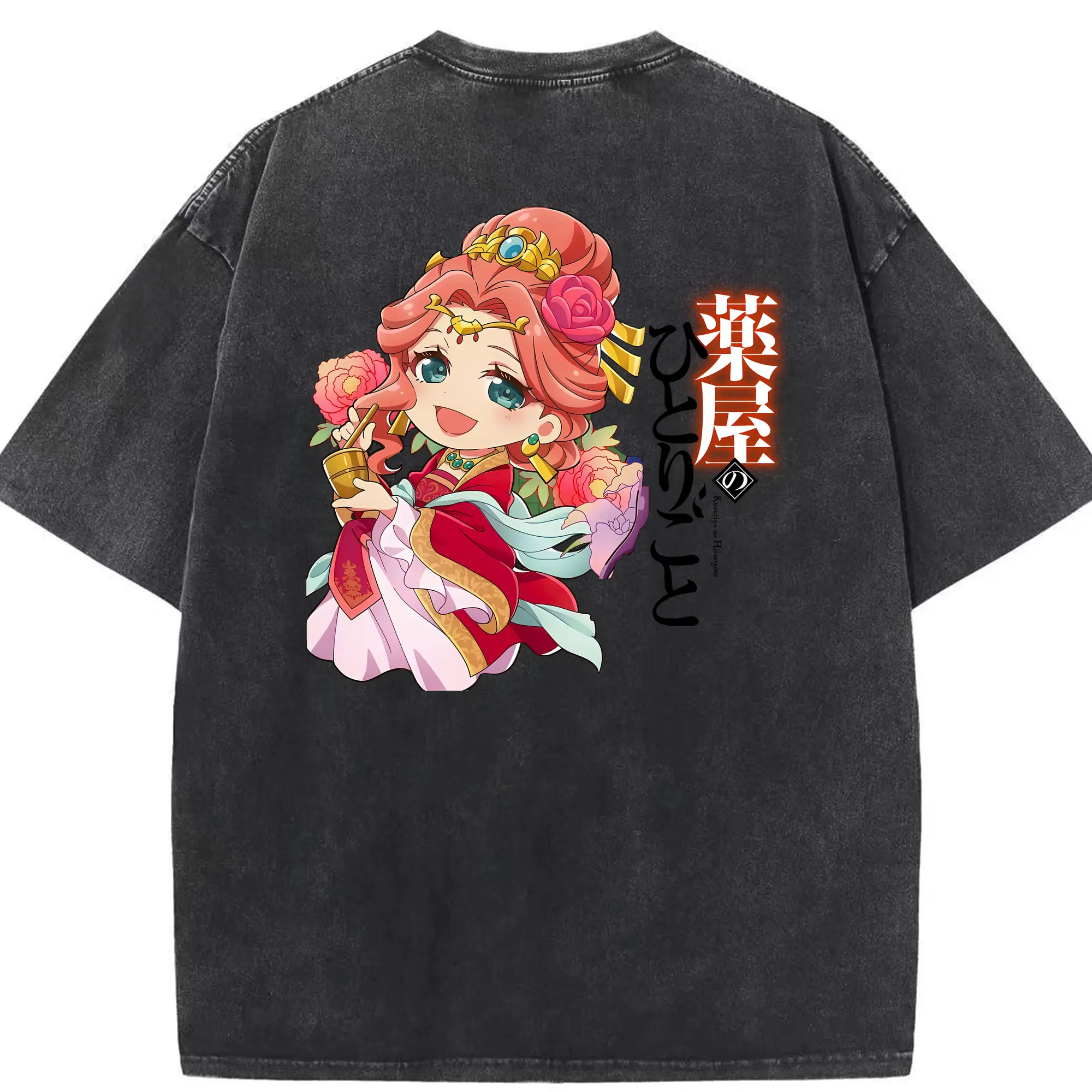 薬屋のひとりごと グッズ,玉葉妃 - 綿100％ ヴィンテージ風 半袖Tシャツ ・ 背面プリント ・ 柔らか肌触り ・ 通気性 快適 ・ スポーツ カジュアル 外出用