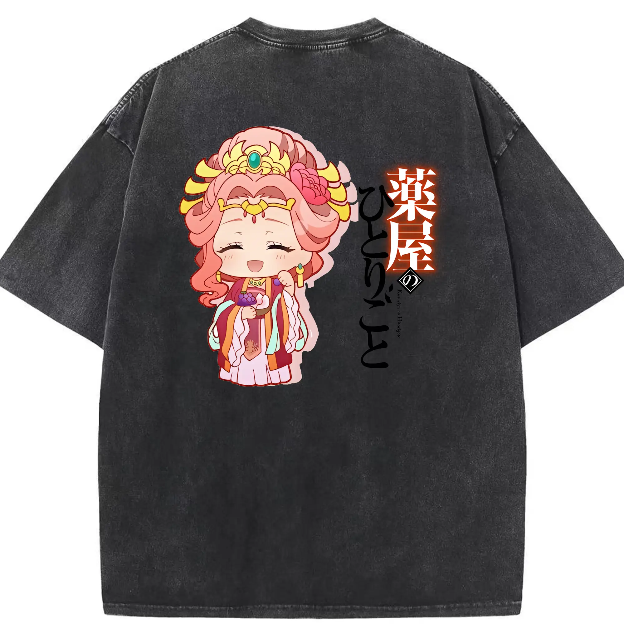 薬屋のひとりごと グッズ,玉葉妃 - 綿100％ ヴィンテージ風 半袖Tシャツ ・ 背面プリント ・ 柔らか肌触り ・ 通気性 快適 ・ スポーツ カジュアル 外出用