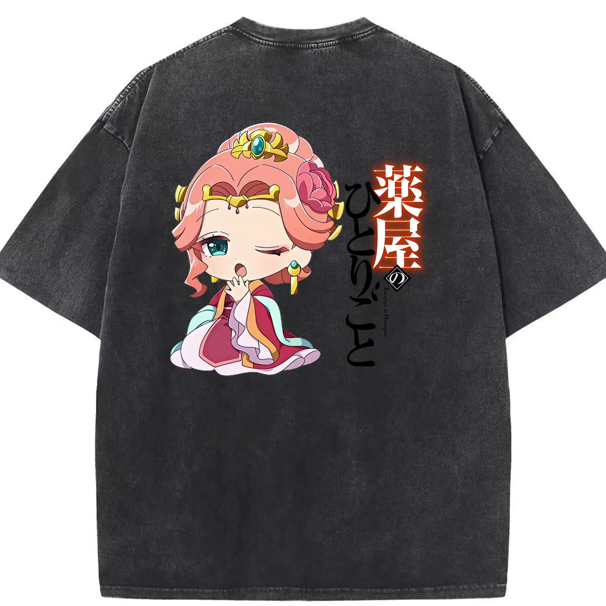 薬屋のひとりごと グッズ,玉葉妃 - 綿100％ ヴィンテージ風 半袖Tシャツ ・ 背面プリント ・ 柔らか肌触り ・ 通気性 快適 ・ スポーツ カジュアル 外出用