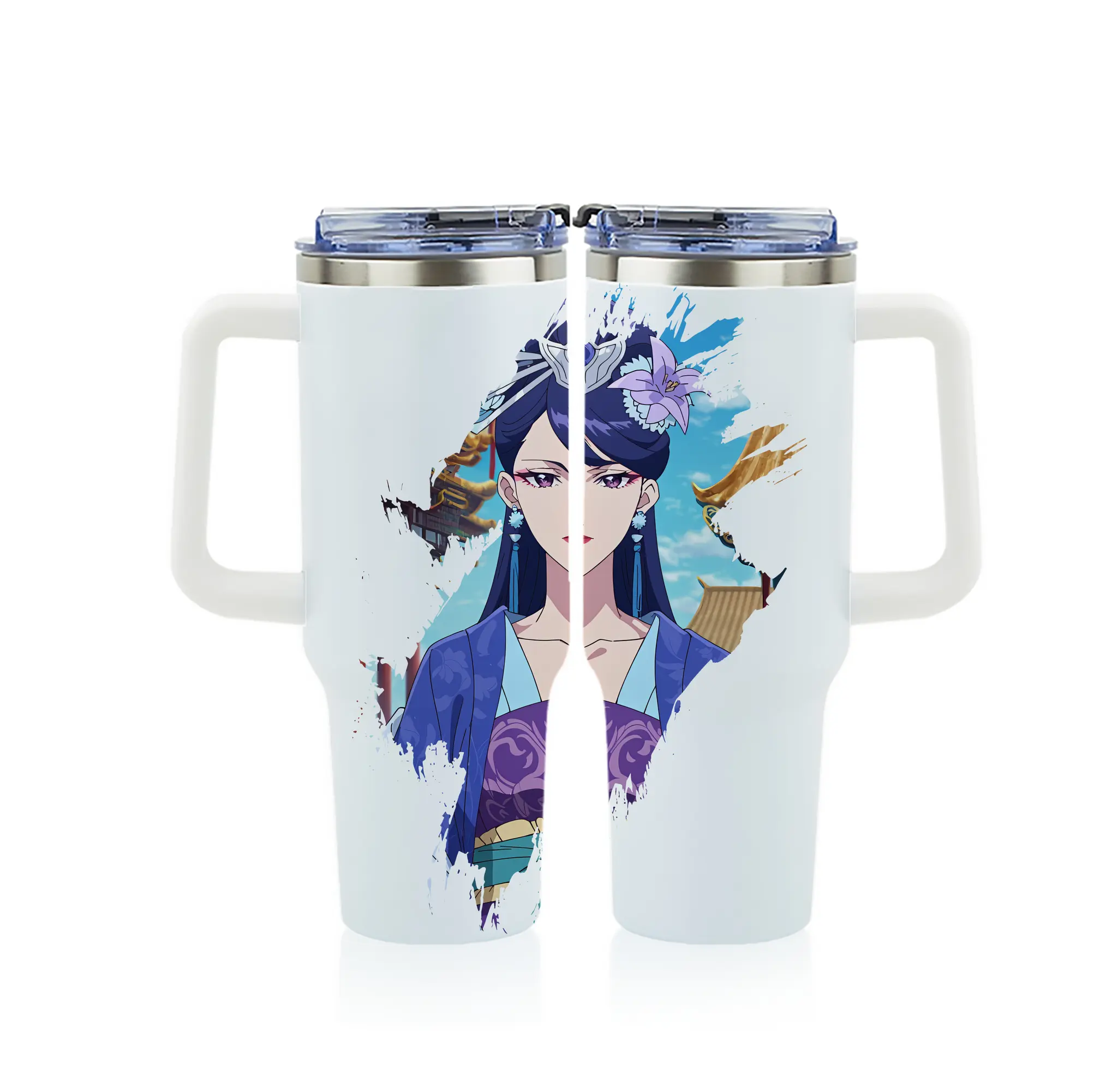 薬屋のひとりごと グッズ,梨花妃 - 1200mL フルプリント車用タンブラー ・ 304ステンレス 内側 ・ 201ステンレス 外側 ・ 保温 保冷 ・ 通勤 ドライブ アウトドア用