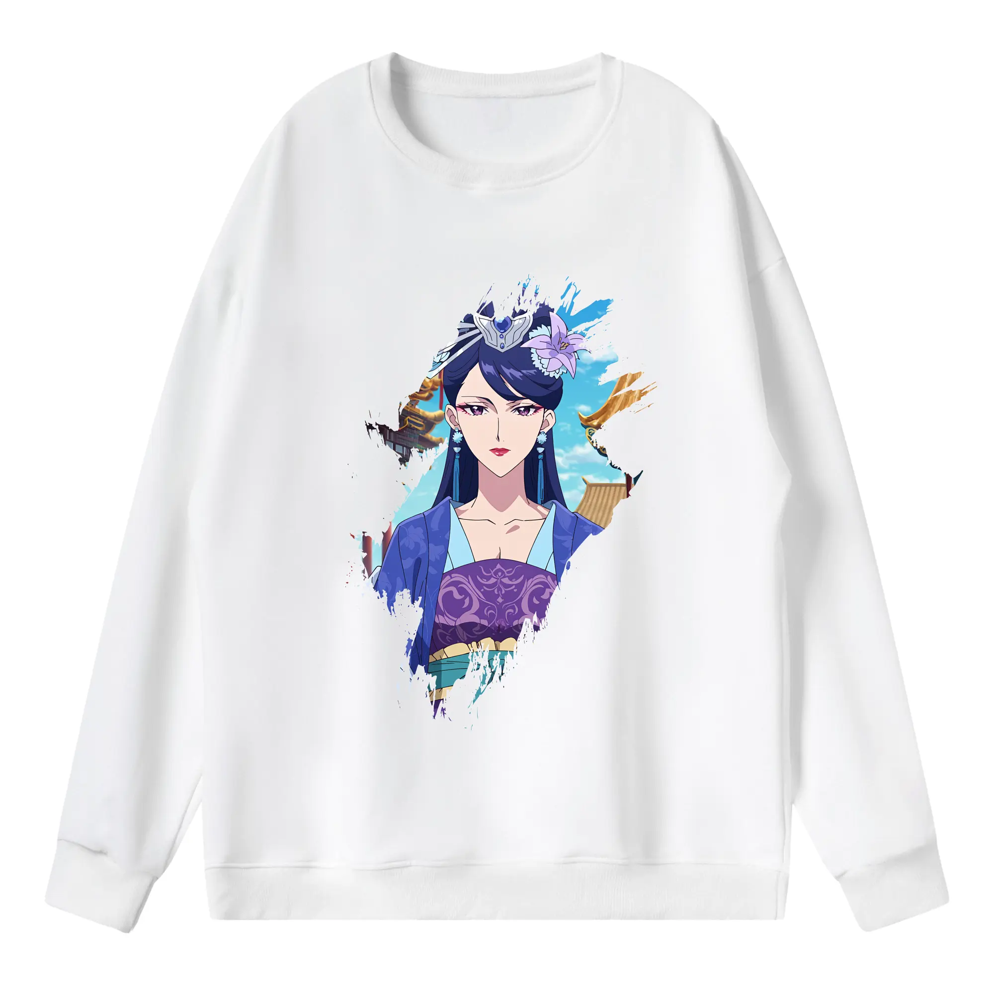 薬屋のひとりごと グッズ,梨花妃 - 薄手 クルーネック スウェット 裏毛260g · ポリエステル 春秋向け カジュアル 男女兼用 · トレーナー デイリー スポーツ 散歩に最適