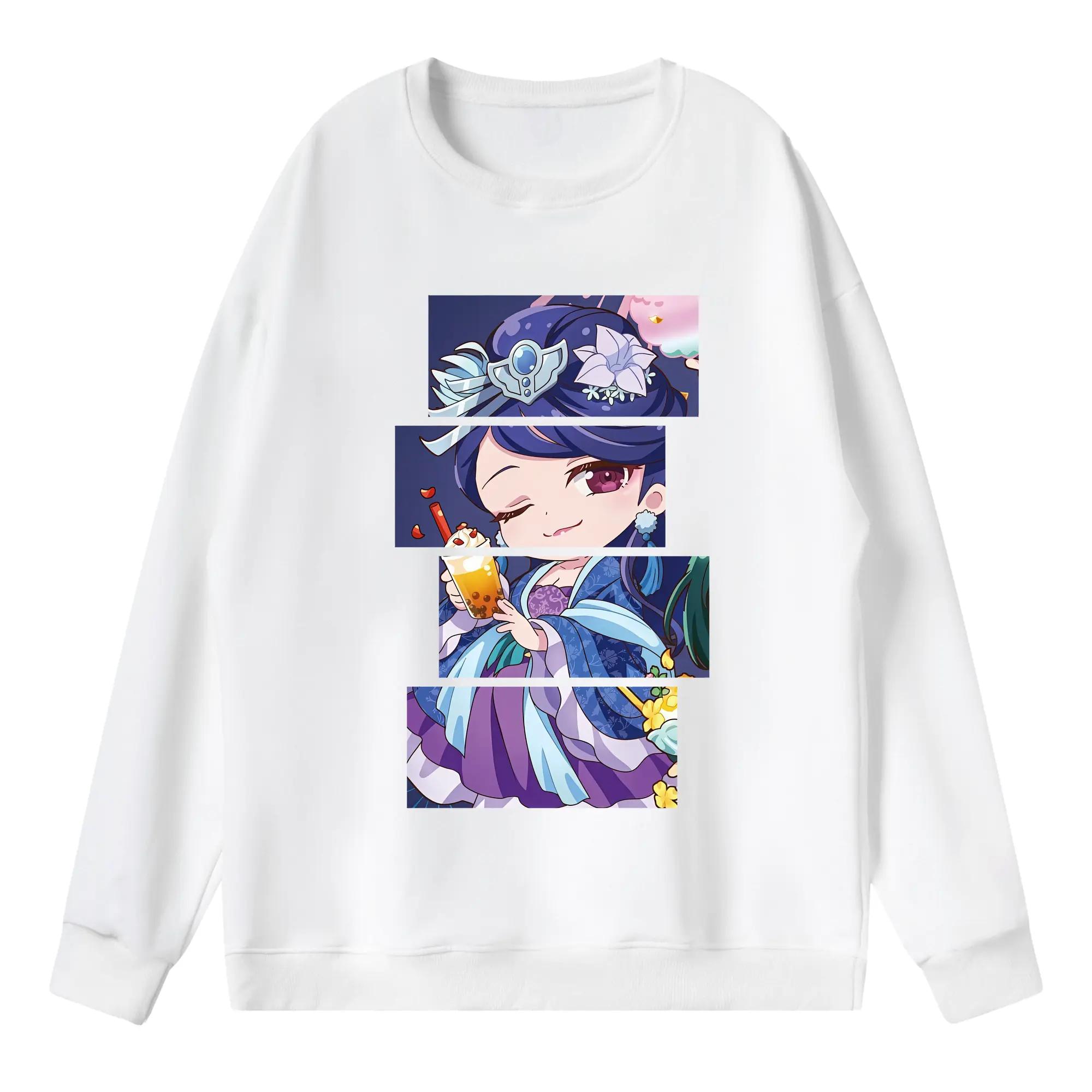 薬屋のひとりごと グッズ,梨花妃 - 薄手 クルーネック スウェット 裏毛260g · ポリエステル 春秋向け カジュアル 男女兼用 · トレーナー デイリー スポーツ 散歩に最適