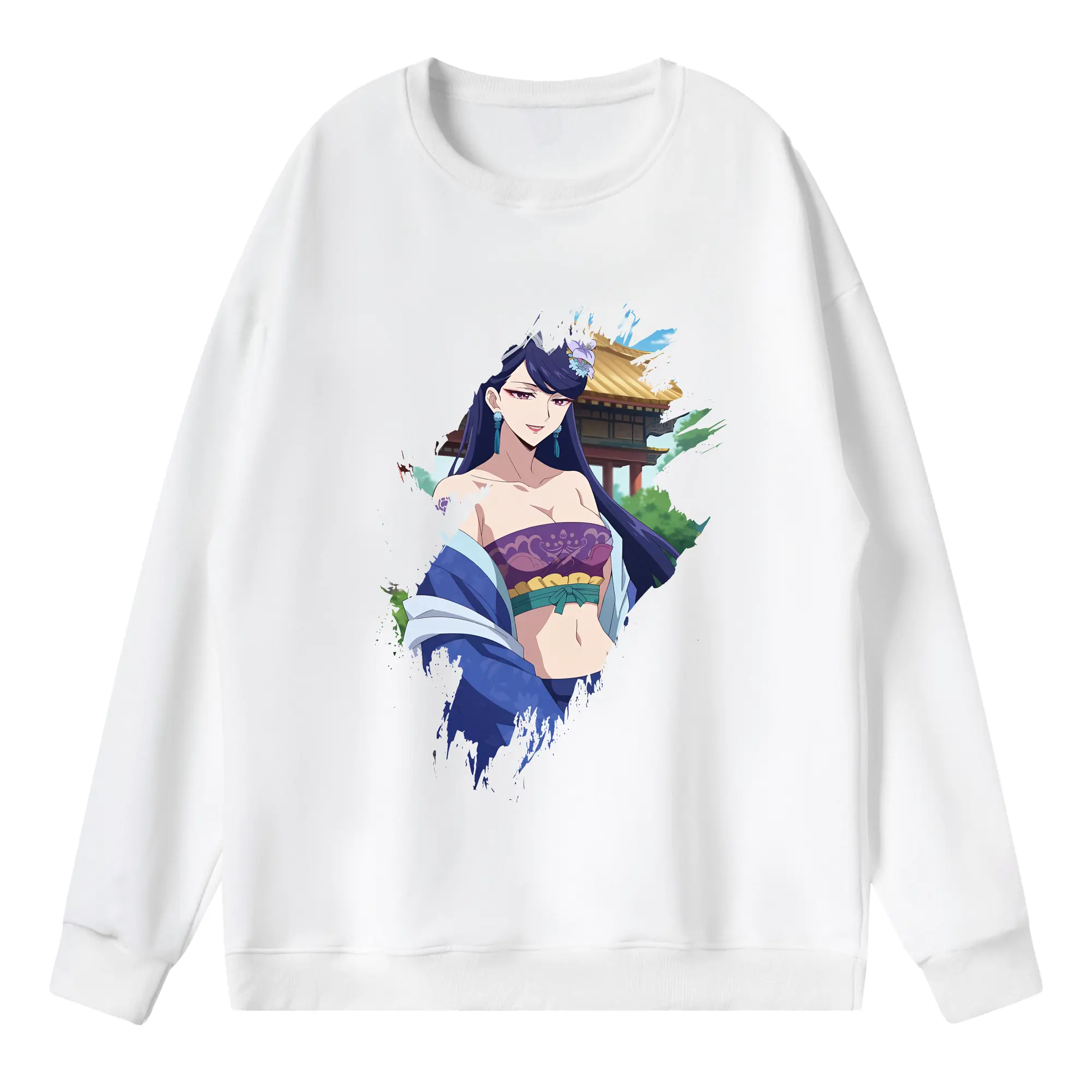 薬屋のひとりごと グッズ,梨花妃 - 薄手 クルーネック スウェット 裏毛260g · ポリエステル 春秋向け カジュアル 男女兼用 · トレーナー デイリー スポーツ 散歩に最適