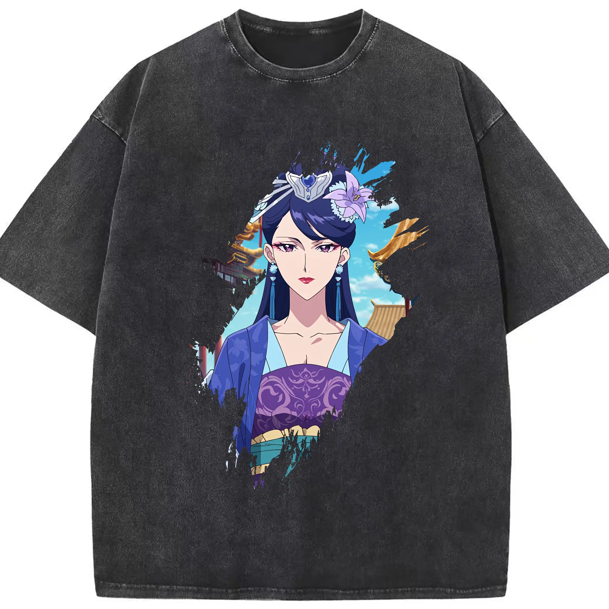 薬屋のひとりごと グッズ,梨花妃 - 綿100％ ヴィンテージ風 半袖Tシャツ ・ フロントプリント ・ 柔らか肌触り ・ 通気性 快適 ・ スポーツ カジュアル 外出用