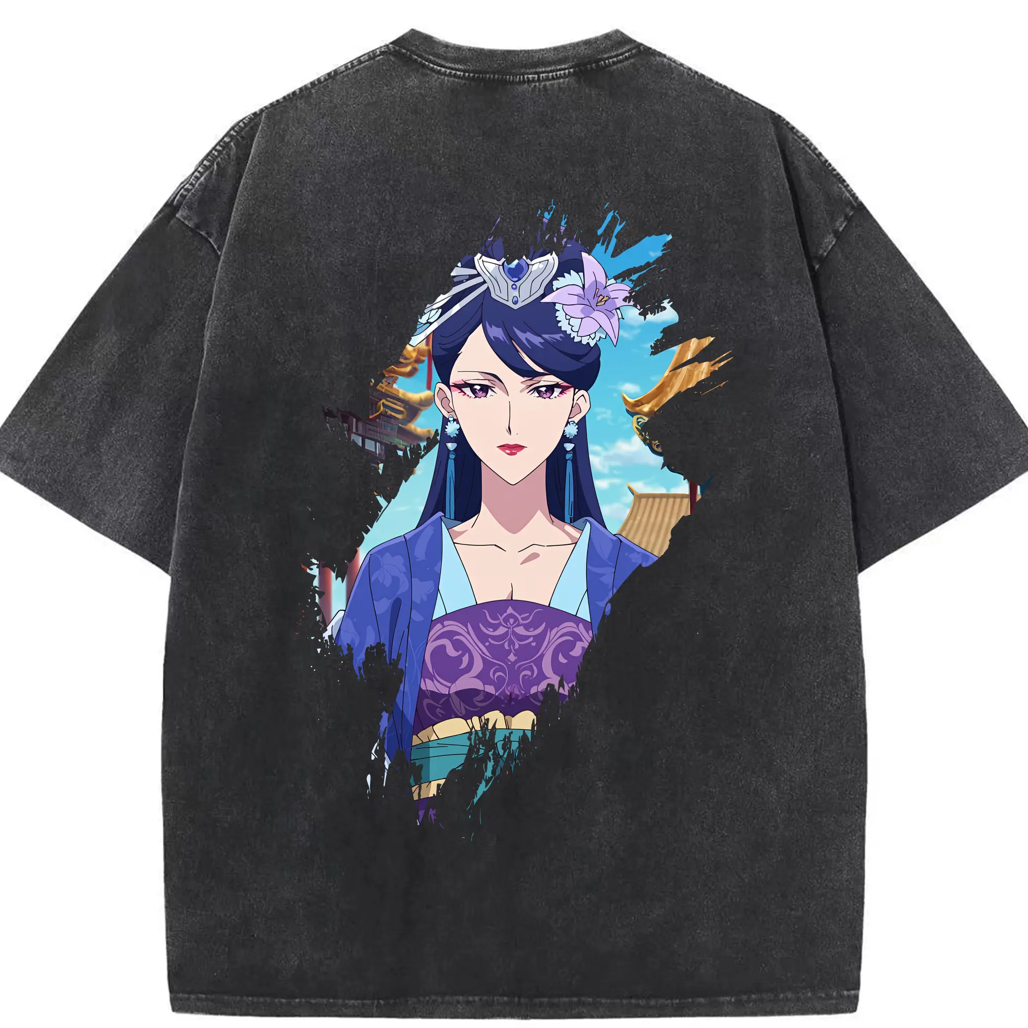 薬屋のひとりごと グッズ,梨花妃 - 綿100％ ヴィンテージ風 半袖Tシャツ ・ 背面プリント ・ 柔らか肌触り ・ 通気性 快適 ・ スポーツ カジュアル 外出用