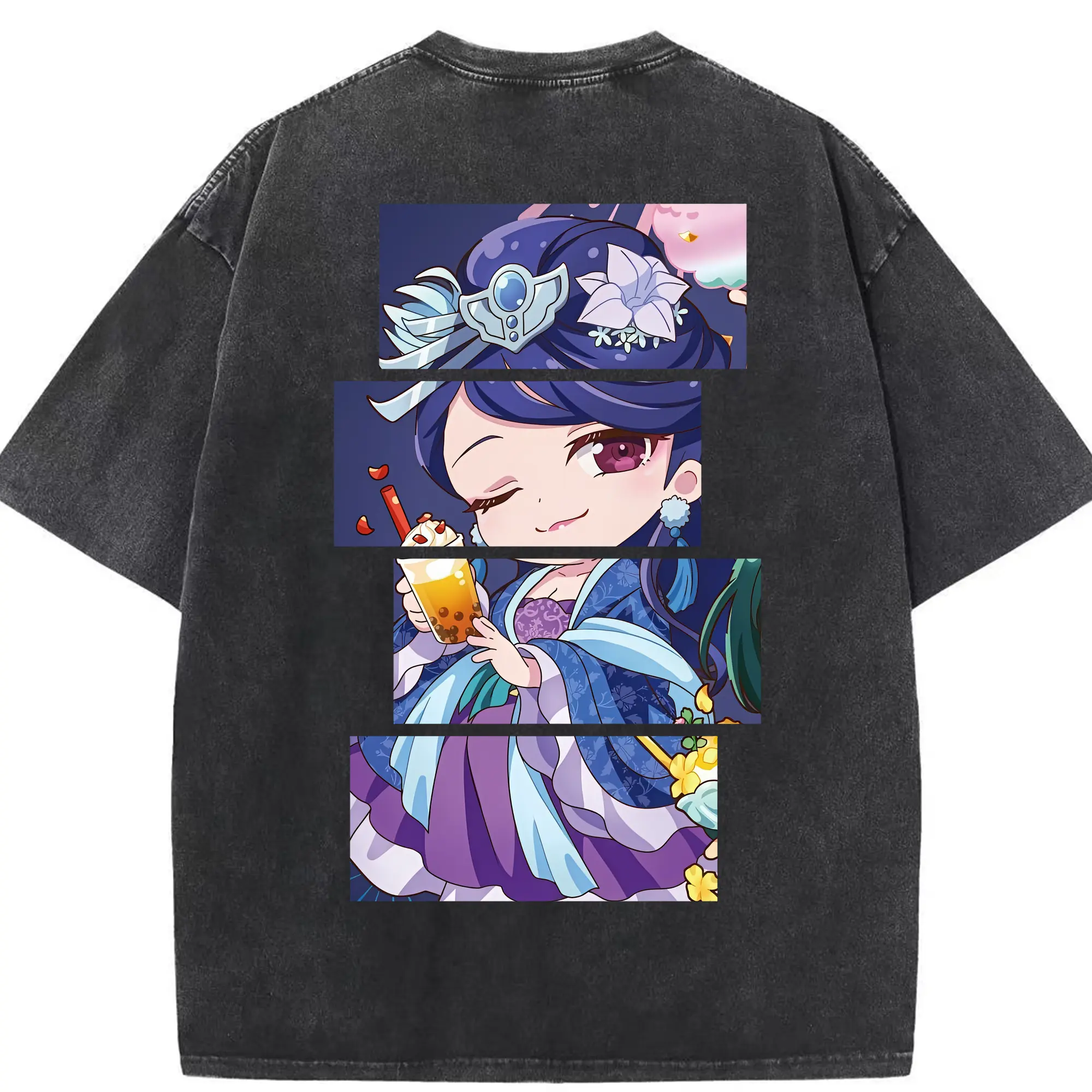 薬屋のひとりごと グッズ,梨花妃 - 綿100％ ヴィンテージ風 半袖Tシャツ ・ 背面プリント ・ 柔らか肌触り ・ 通気性 快適 ・ スポーツ カジュアル 外出用