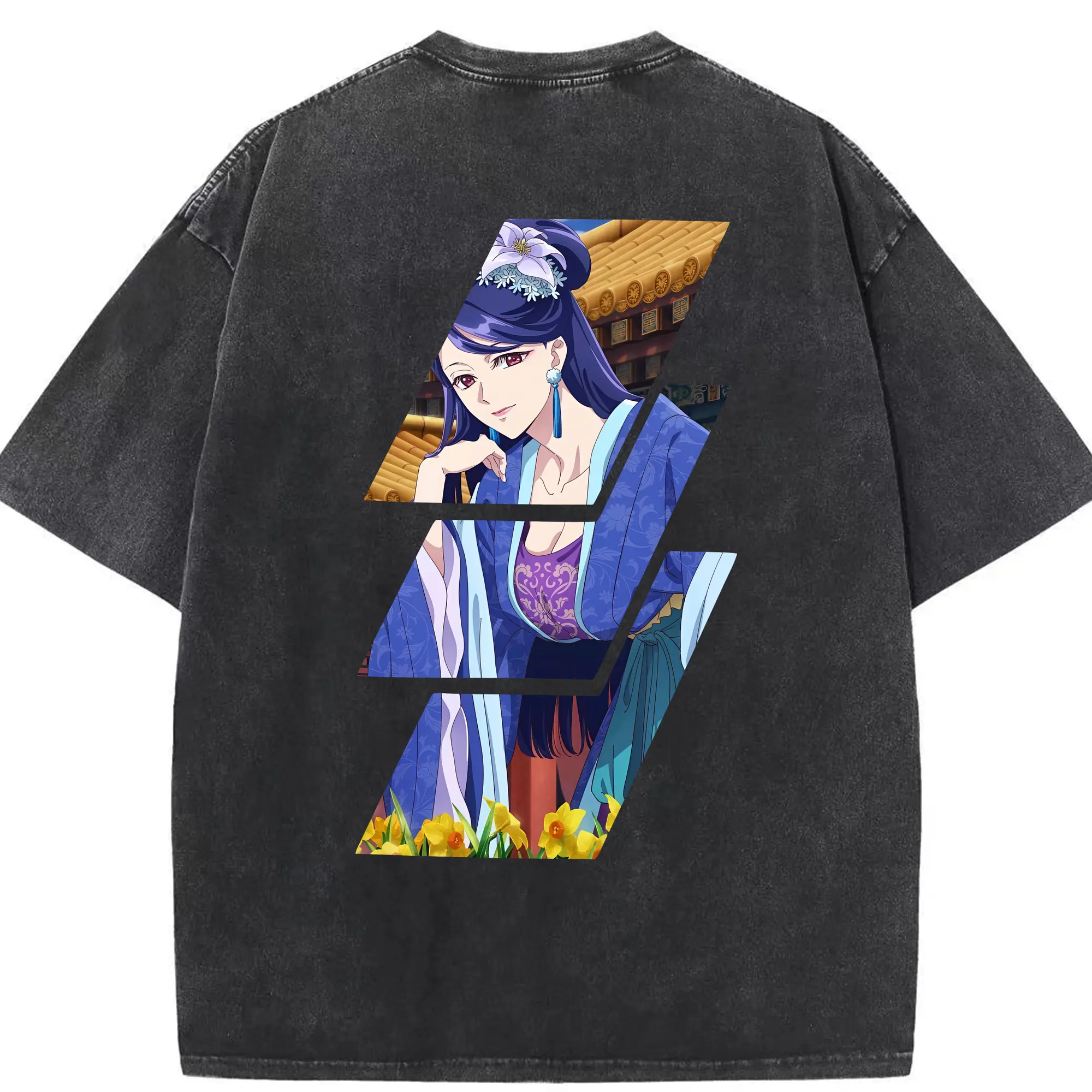 薬屋のひとりごと グッズ,梨花妃 - 綿100％ ヴィンテージ風 半袖Tシャツ ・ 背面プリント ・ 柔らか肌触り ・ 通気性 快適 ・ スポーツ カジュアル 外出用