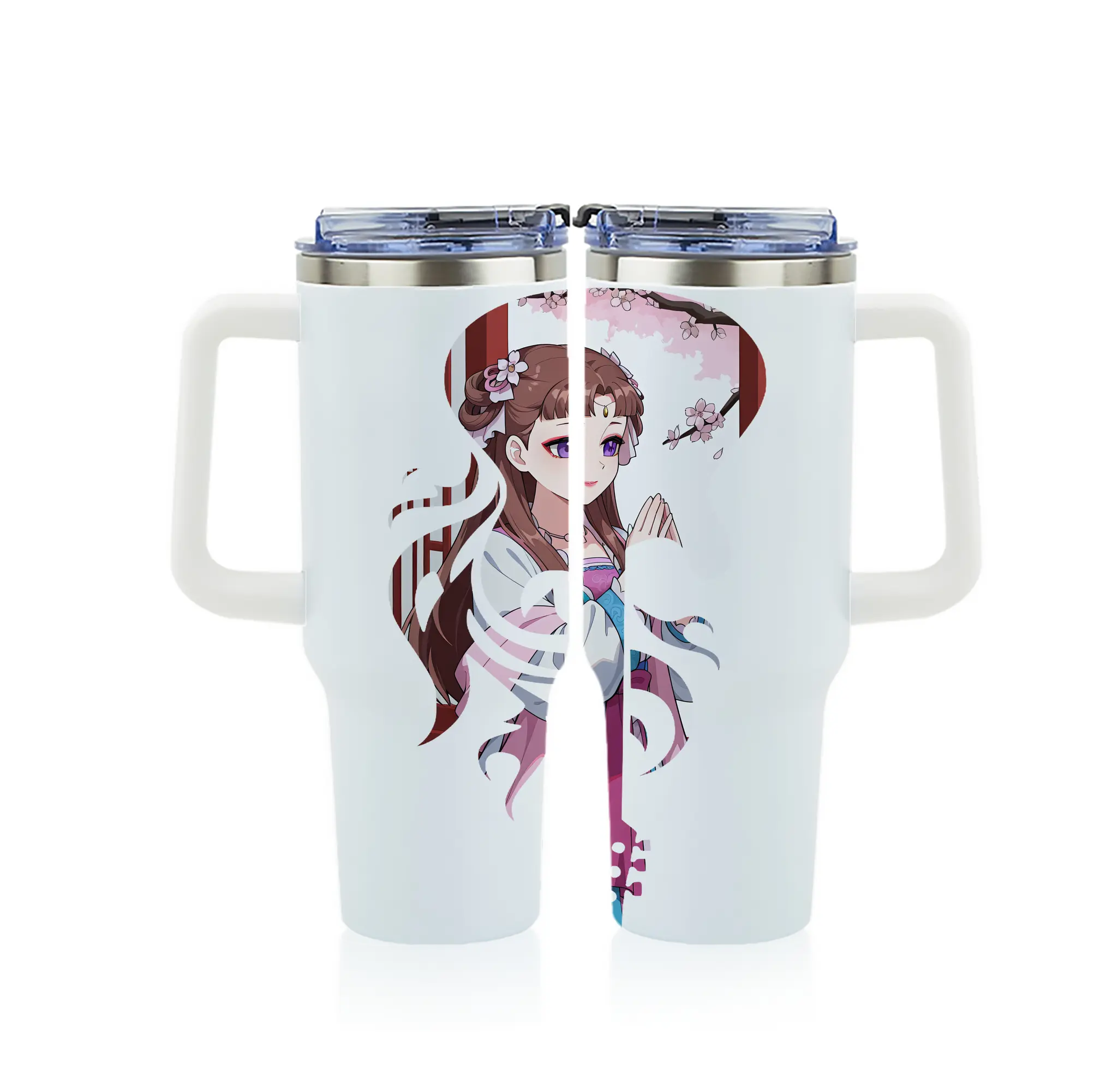 薬屋のひとりごと グッズ,里樹妃 - 1200mL フルプリント車用タンブラー ・ 304ステンレス 内側 ・ 201ステンレス 外側 ・ 保温 保冷 ・ 通勤 ドライブ アウトドア用