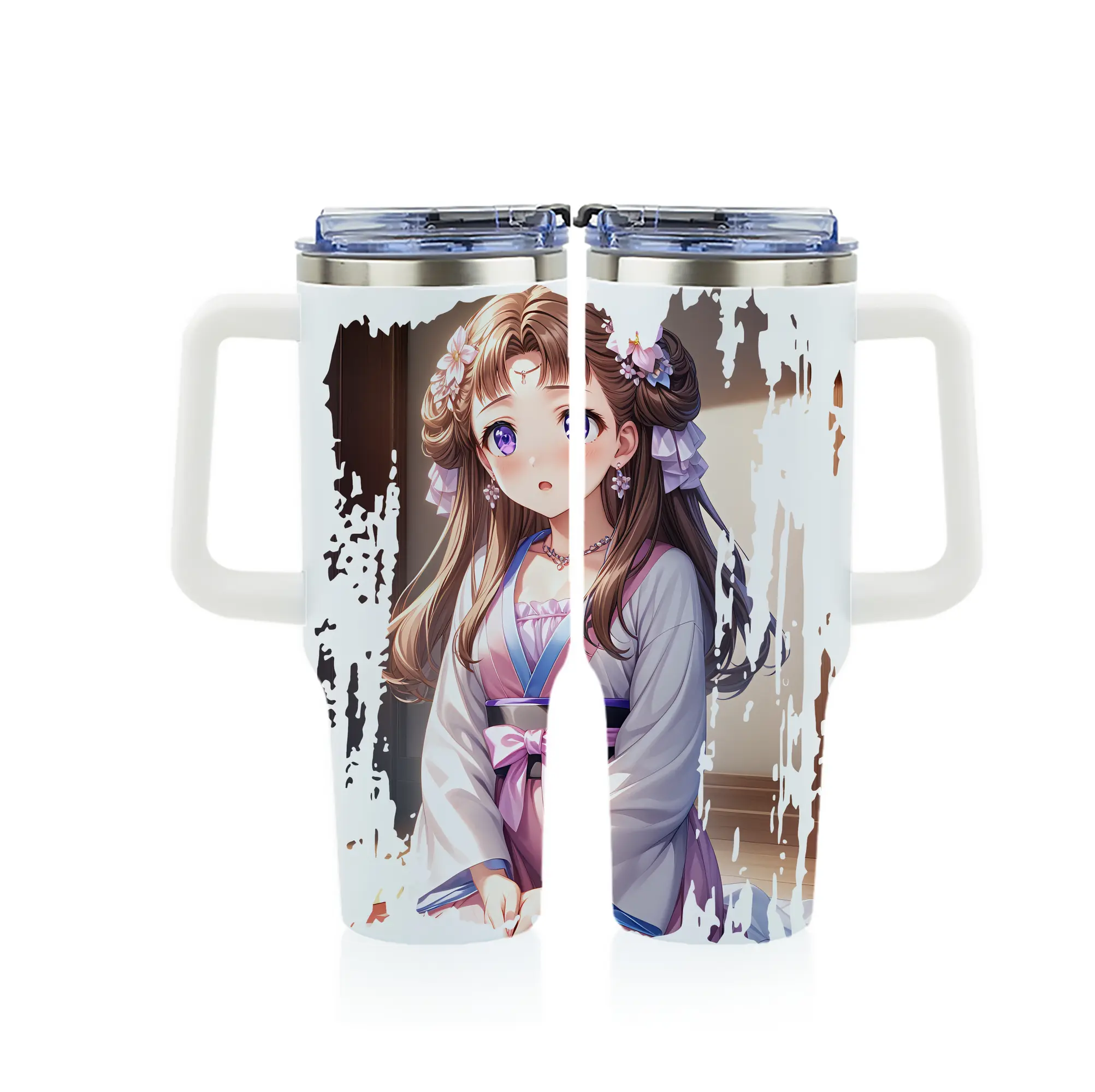 薬屋のひとりごと グッズ,里樹妃 - 1200mL フルプリント車用タンブラー ・ 304ステンレス 内側 ・ 201ステンレス 外側 ・ 保温 保冷 ・ 通勤 ドライブ アウトドア用