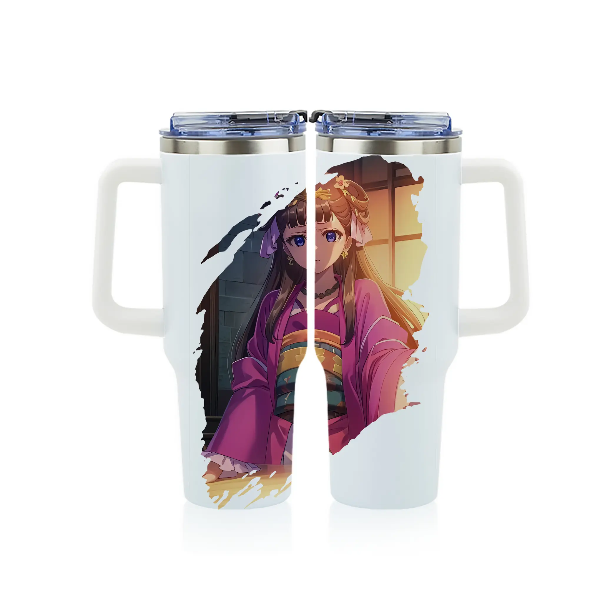 薬屋のひとりごと グッズ,里樹妃 - 1200mL フルプリント車用タンブラー ・ 304ステンレス 内側 ・ 201ステンレス 外側 ・ 保温 保冷 ・ 通勤 ドライブ アウトドア用