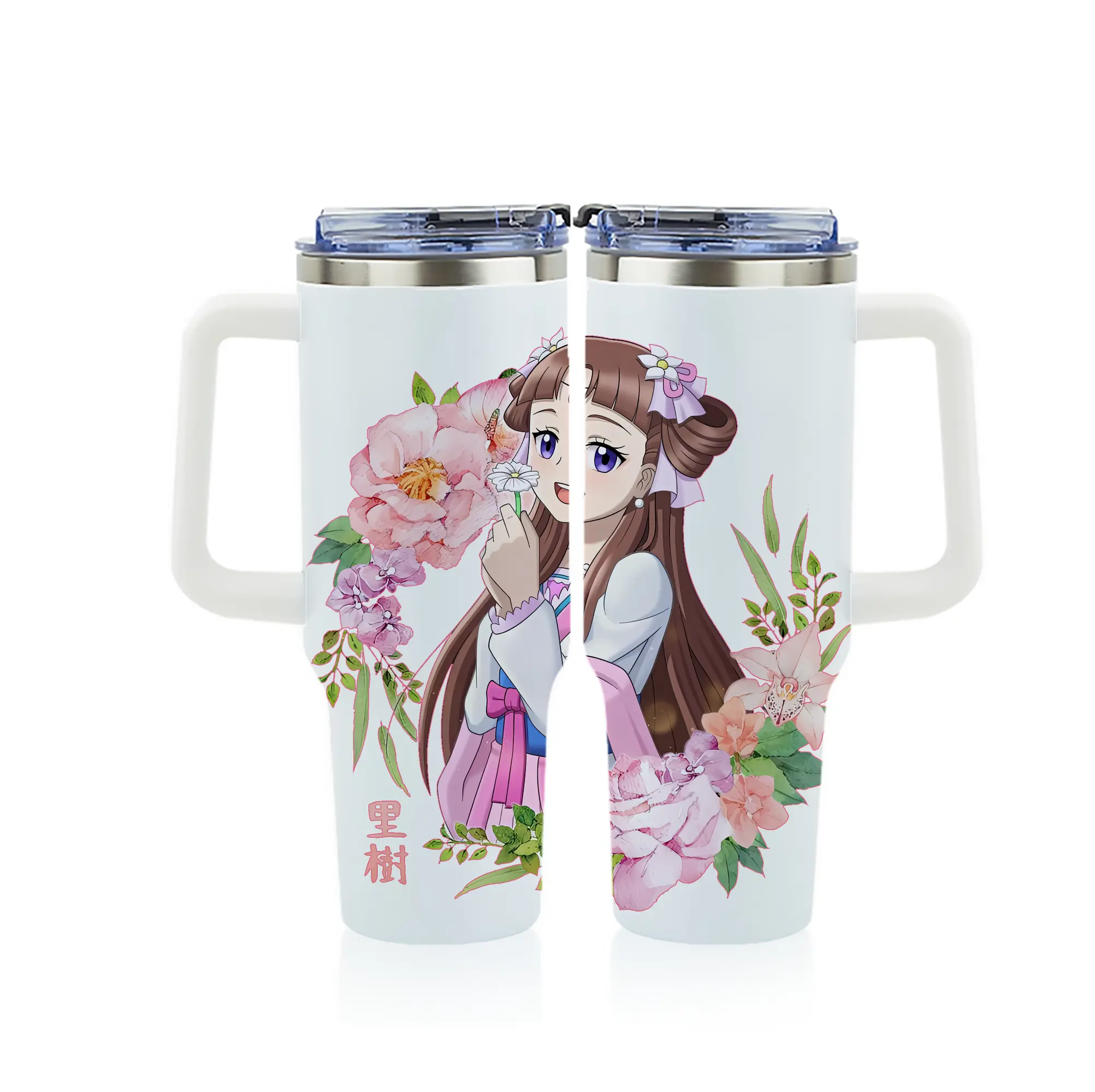 薬屋のひとりごと グッズ,里樹妃 - 1200mL フルプリント車用タンブラー ・ 304ステンレス 内側 ・ 201ステンレス 外側 ・ 保温 保冷 ・ 通勤 ドライブ アウトドア用