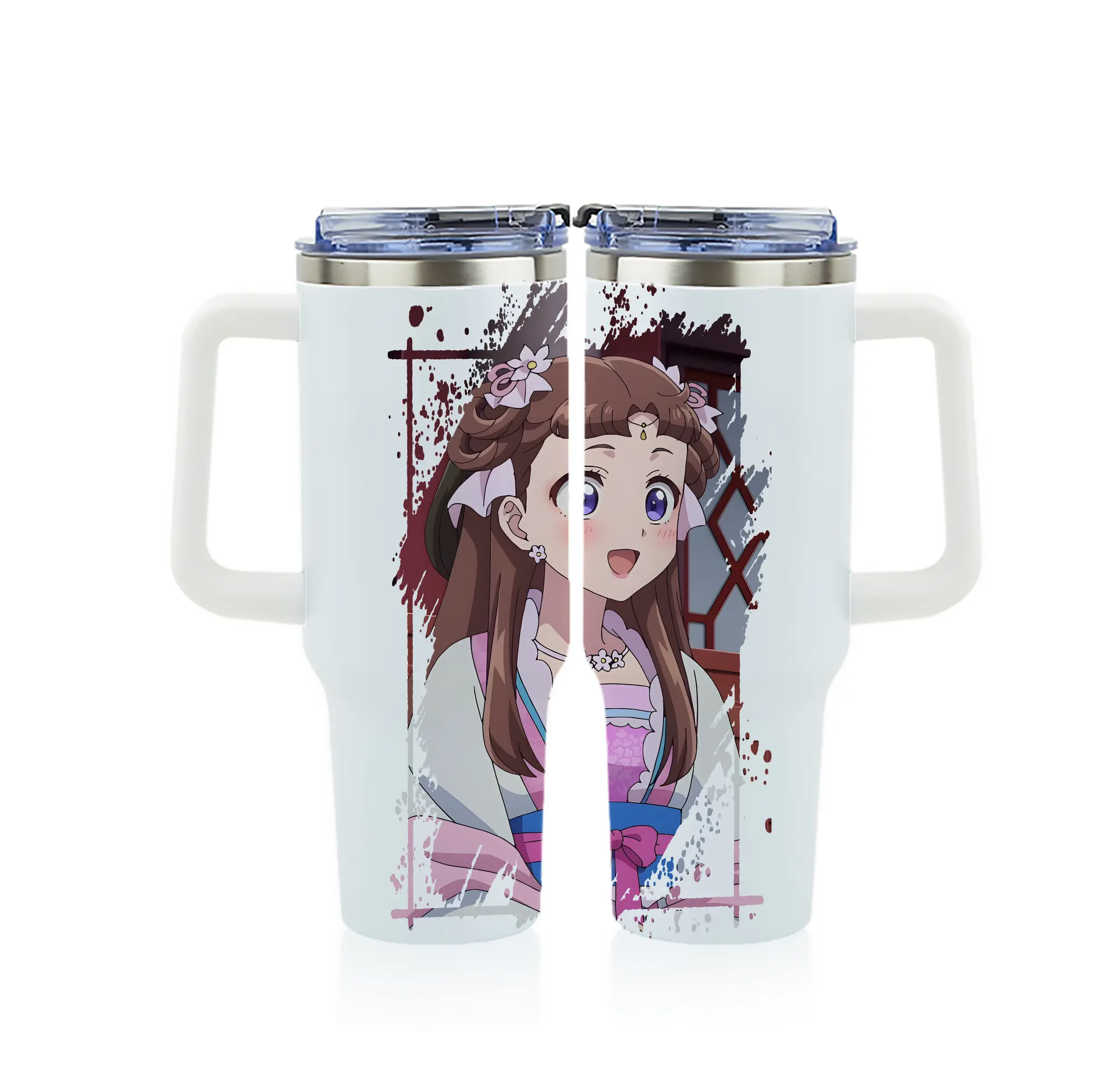 薬屋のひとりごと グッズ,里樹妃 - 1200mL フルプリント車用タンブラー ・ 304ステンレス 内側 ・ 201ステンレス 外側 ・ 保温 保冷 ・ 通勤 ドライブ アウトドア用