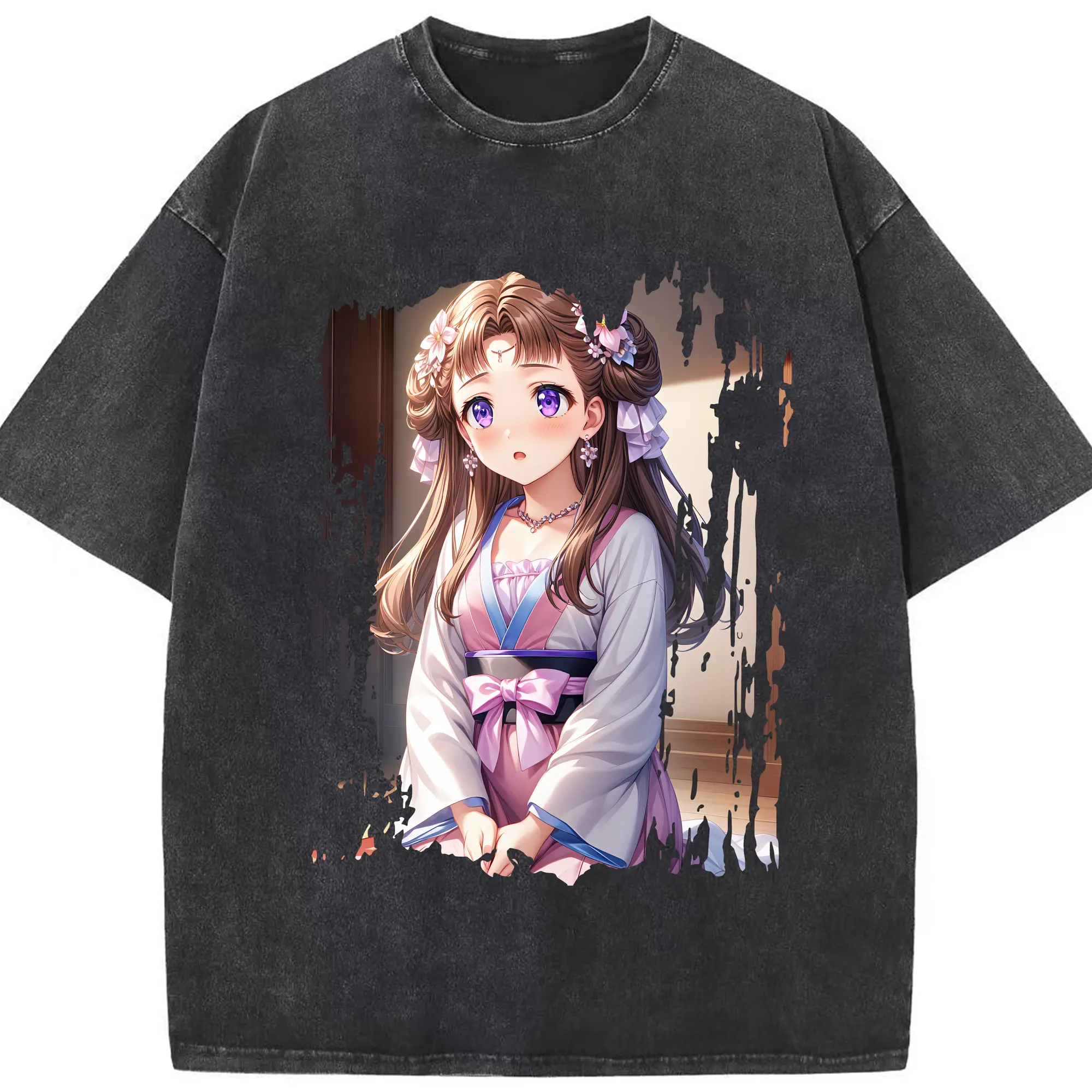 薬屋のひとりごと グッズ,里樹妃 - 綿100％ ヴィンテージ風 半袖Tシャツ ・ フロントプリント ・ 柔らか肌触り ・ 通気性 快適 ・ スポーツ カジュアル 外出用