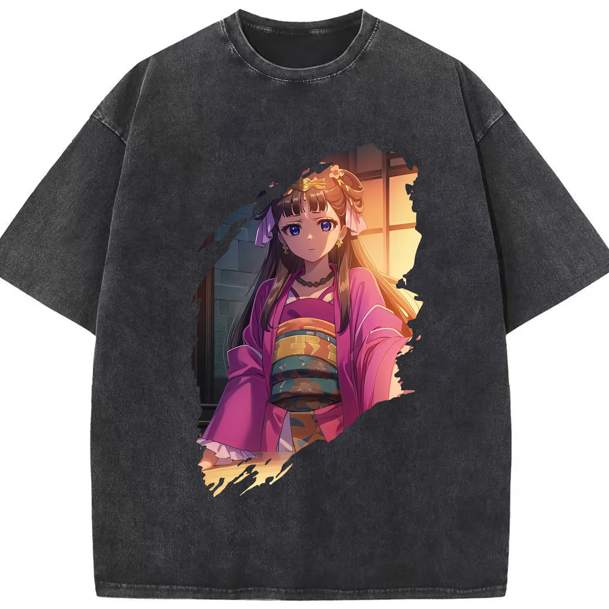 薬屋のひとりごと グッズ,里樹妃 - 綿100％ ヴィンテージ風 半袖Tシャツ ・ フロントプリント ・ 柔らか肌触り ・ 通気性 快適 ・ スポーツ カジュアル 外出用