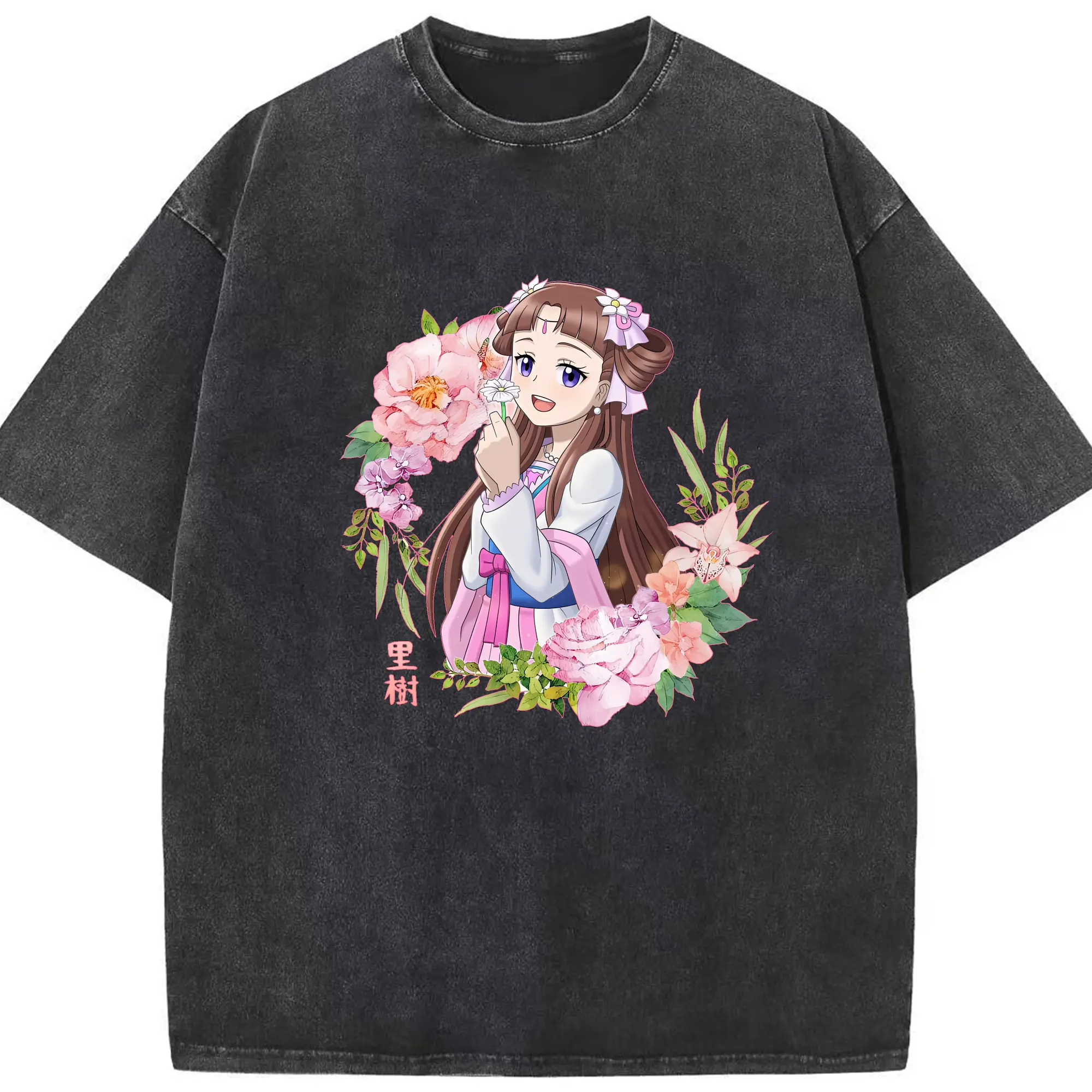 薬屋のひとりごと グッズ,里樹妃 - 綿100％ ヴィンテージ風 半袖Tシャツ ・ フロントプリント ・ 柔らか肌触り ・ 通気性 快適 ・ スポーツ カジュアル 外出用