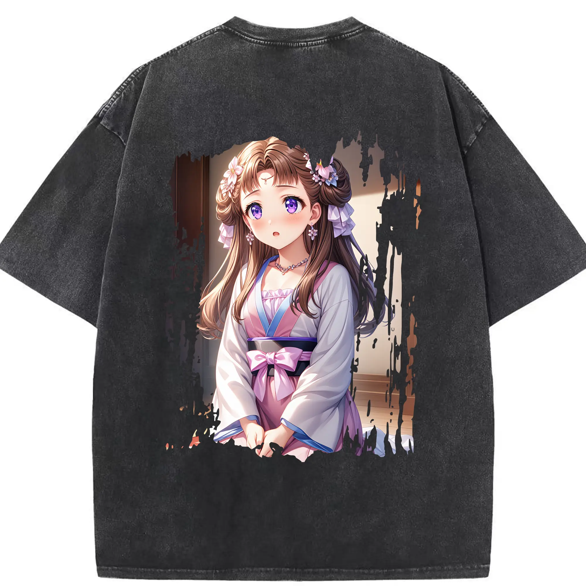 薬屋のひとりごと グッズ,里樹妃 - 綿100％ ヴィンテージ風 半袖Tシャツ ・ 背面プリント ・ 柔らか肌触り ・ 通気性 快適 ・ スポーツ カジュアル 外出用