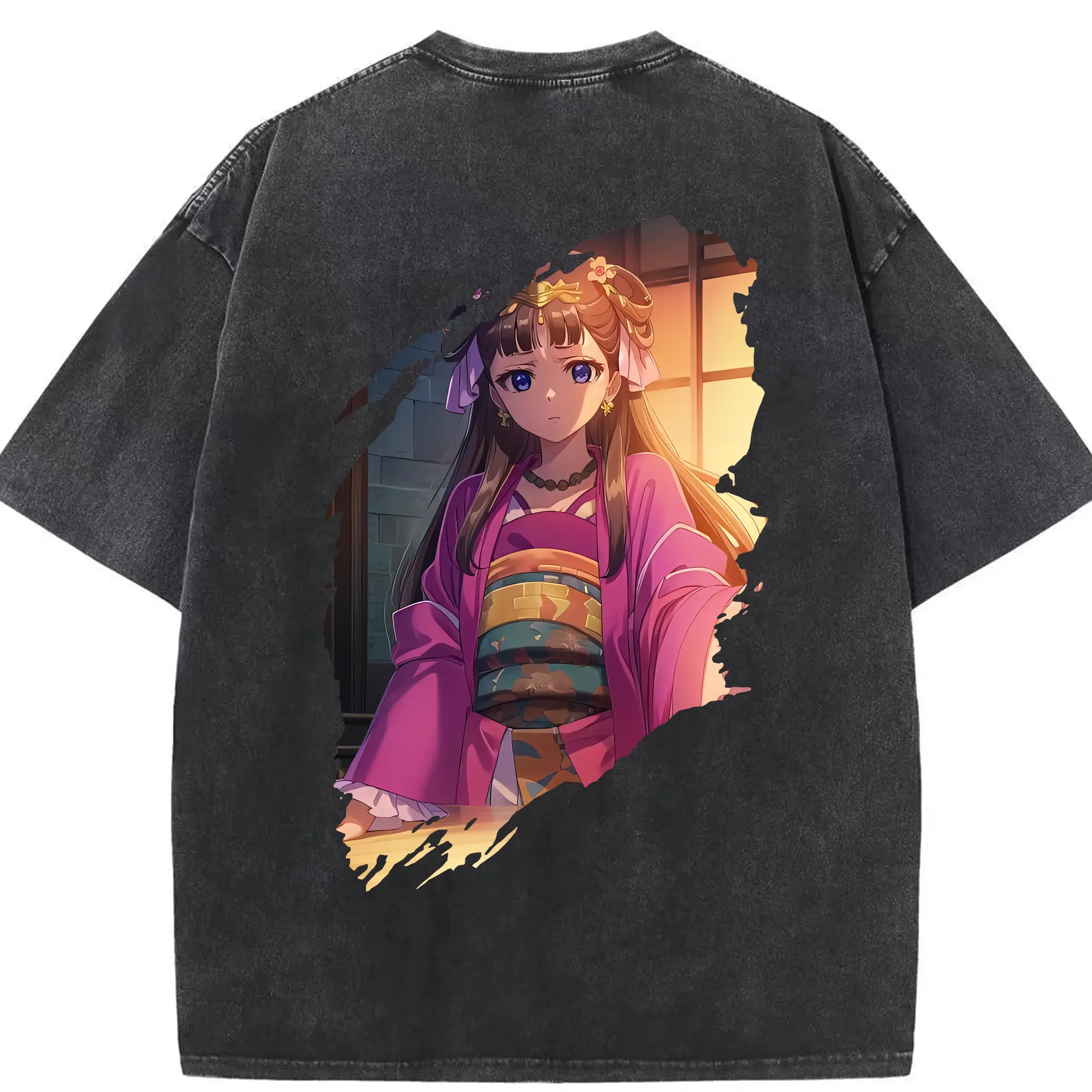 薬屋のひとりごと グッズ,里樹妃 - 綿100％ ヴィンテージ風 半袖Tシャツ ・ 背面プリント ・ 柔らか肌触り ・ 通気性 快適 ・ スポーツ カジュアル 外出用