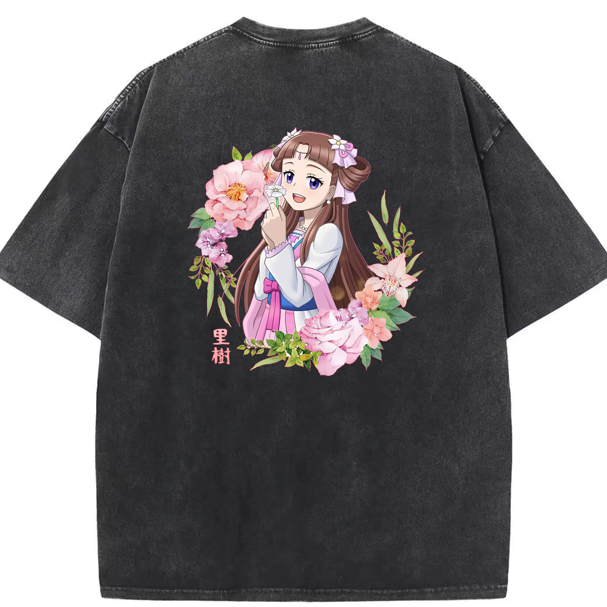 薬屋のひとりごと グッズ,里樹妃 - 綿100％ ヴィンテージ風 半袖Tシャツ ・ 背面プリント ・ 柔らか肌触り ・ 通気性 快適 ・ スポーツ カジュアル 外出用
