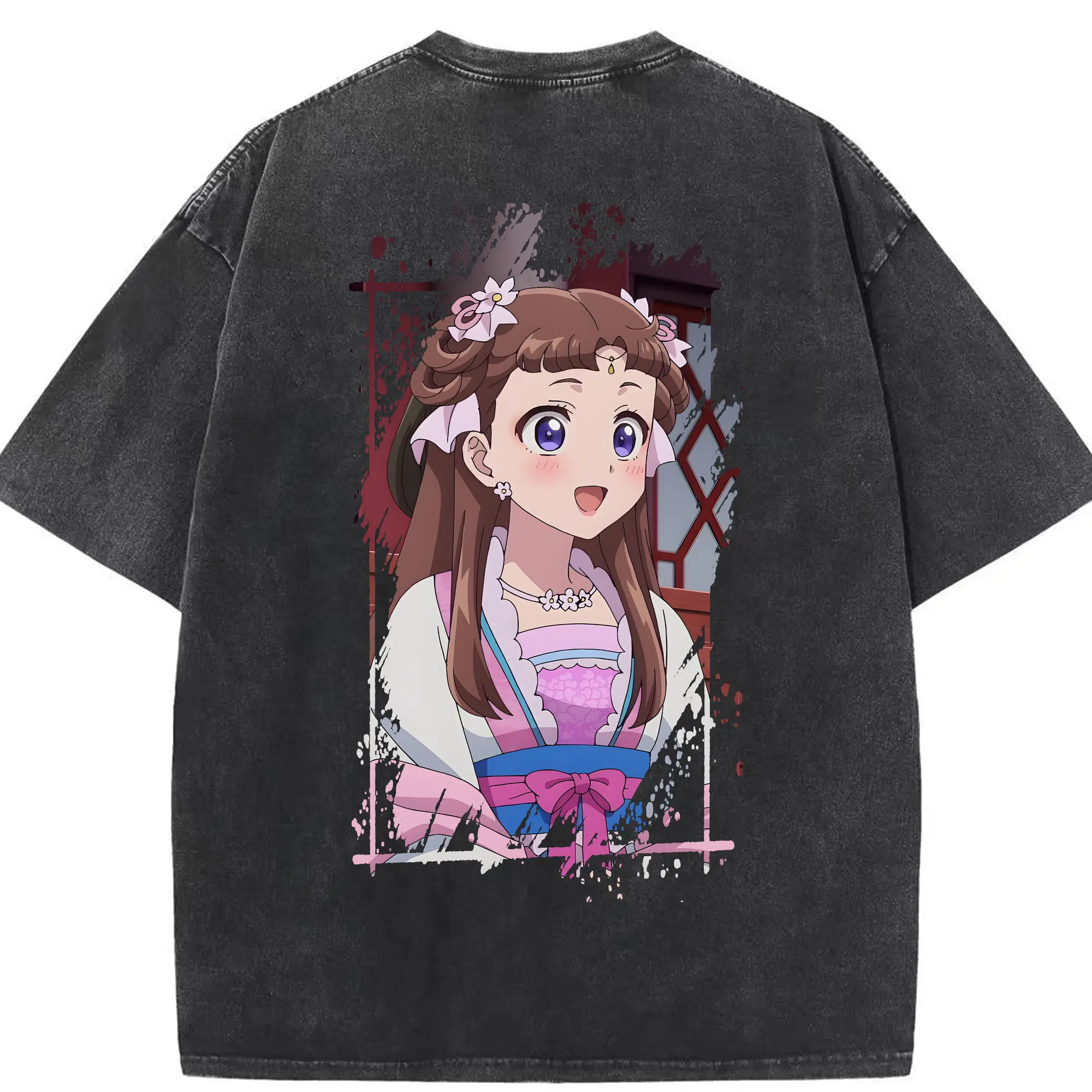 薬屋のひとりごと グッズ,里樹妃 - 綿100％ ヴィンテージ風 半袖Tシャツ ・ 背面プリント ・ 柔らか肌触り ・ 通気性 快適 ・ スポーツ カジュアル 外出用