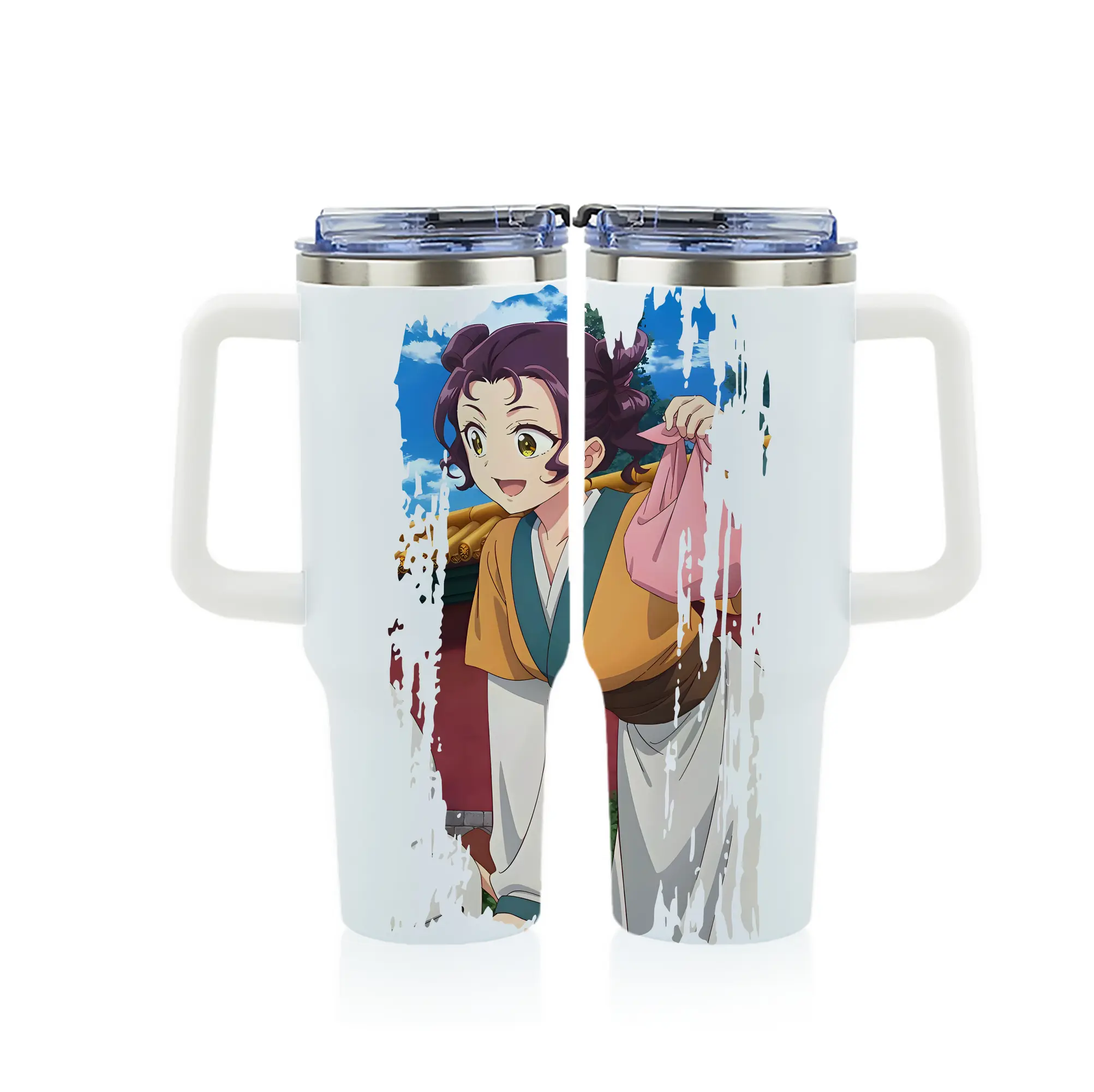 薬屋のひとりごと グッズ,子翠 小蘭 - 1200mL フルプリント車用タンブラー ・ 304ステンレス 内側 ・ 201ステンレス 外側 ・ 保温 保冷 ・ 通勤 ドライブ アウトドア用