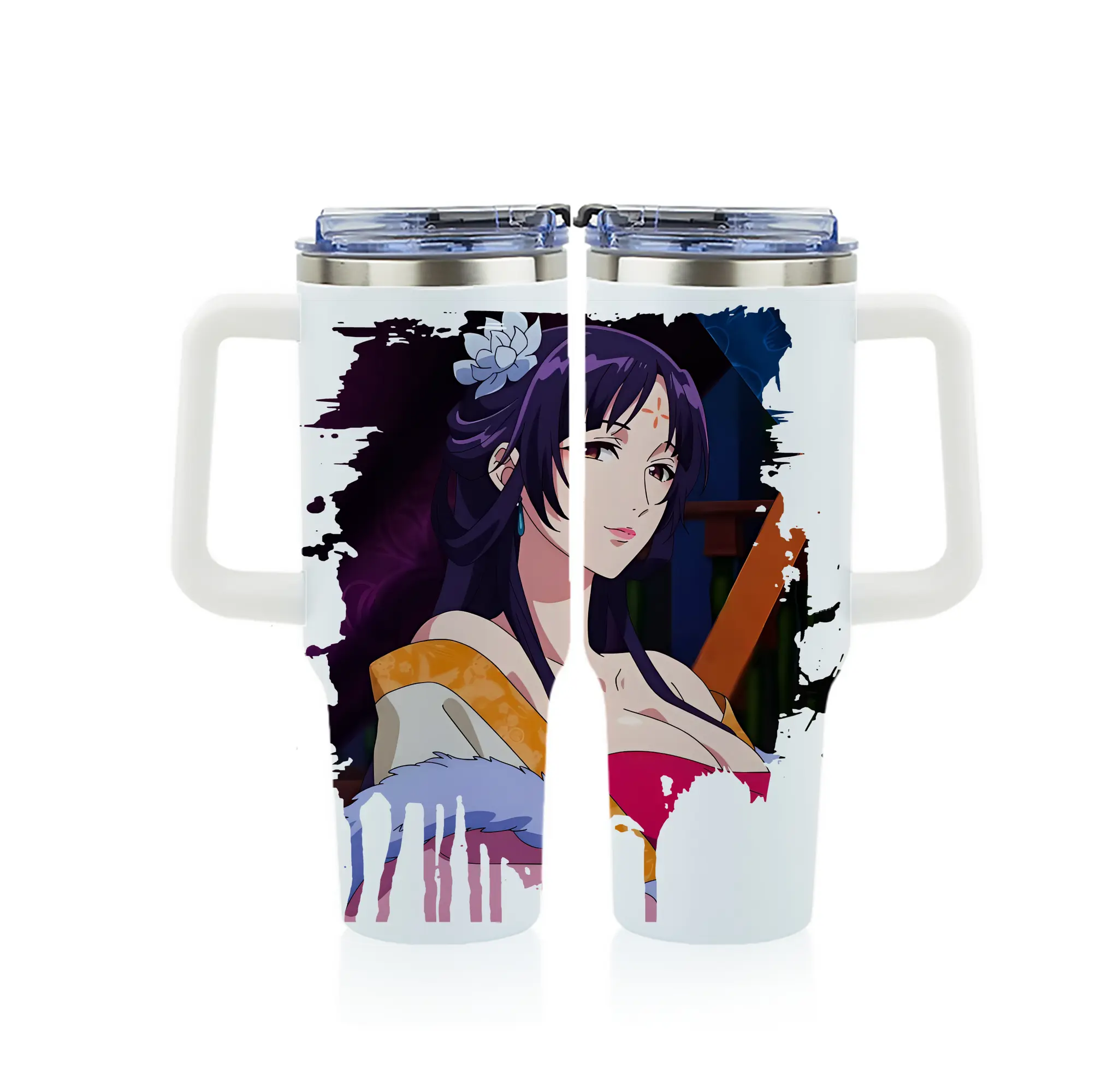 薬屋のひとりごと グッズ,白鈴 - 1200mL フルプリント車用タンブラー ・ 304ステンレス 内側 ・ 201ステンレス 外側 ・ 保温 保冷 ・ 通勤 ドライブ アウトドア用