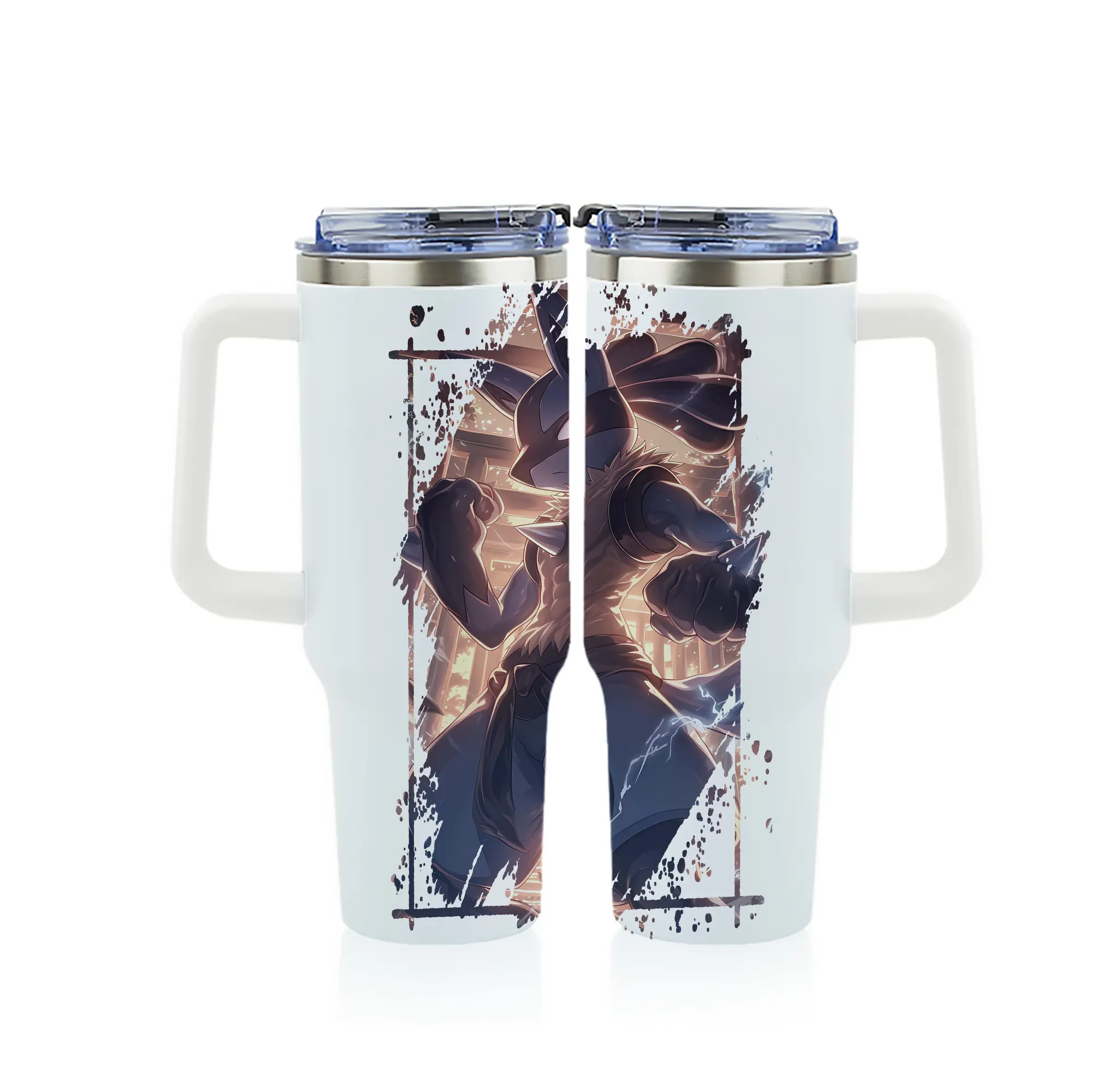 ポケモン グッズ,ルカリオ - 1200mL フルプリント車用タンブラー ・ 304ステンレス 内側 ・ 201ステンレス 外側 ・ 保温 保冷 ・ 通勤 ドライブ アウトドア用