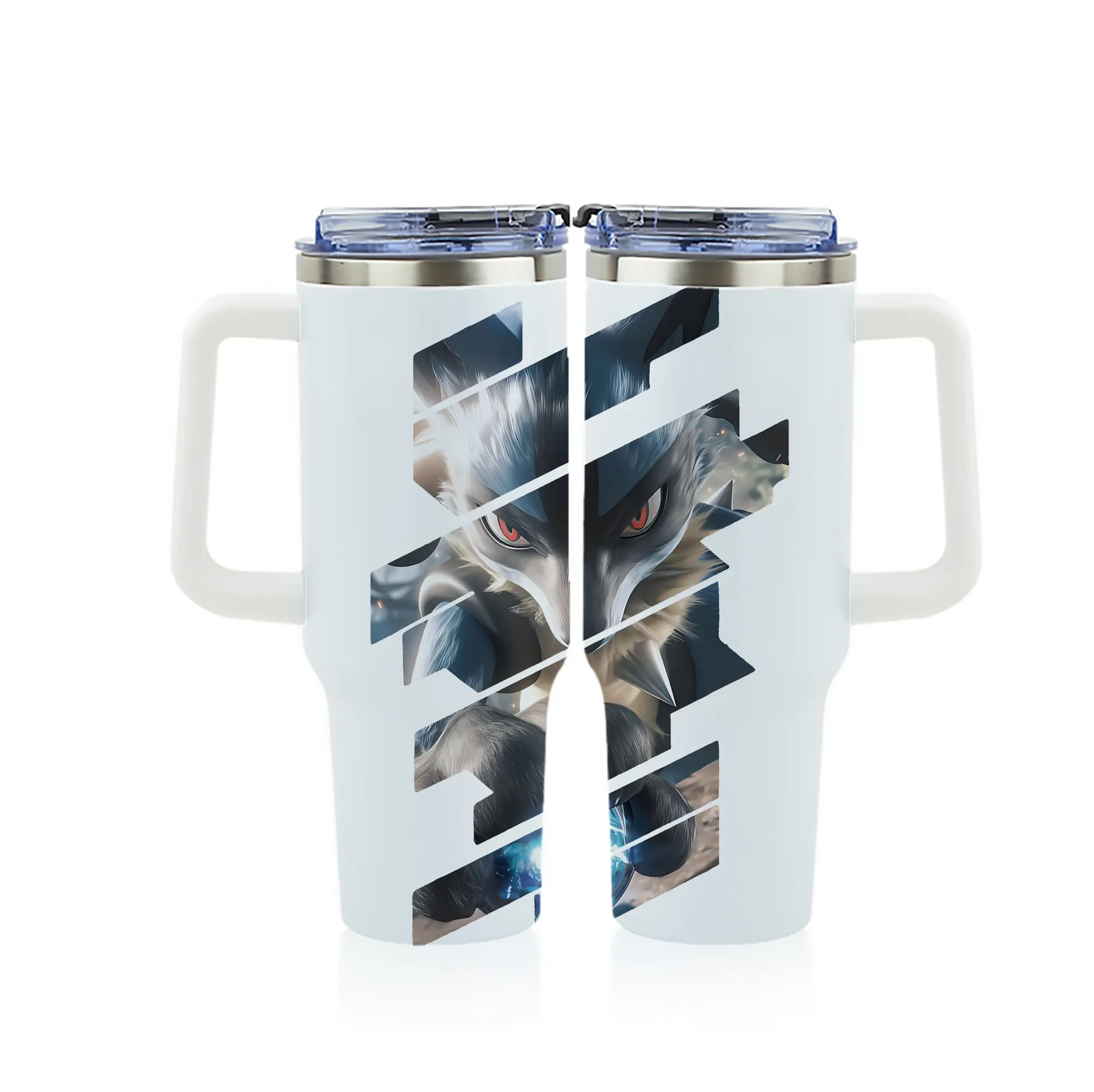 ポケモン グッズ,ルカリオ - 1200mL フルプリント車用タンブラー ・ 304ステンレス 内側 ・ 201ステンレス 外側 ・ 保温 保冷 ・ 通勤 ドライブ アウトドア用