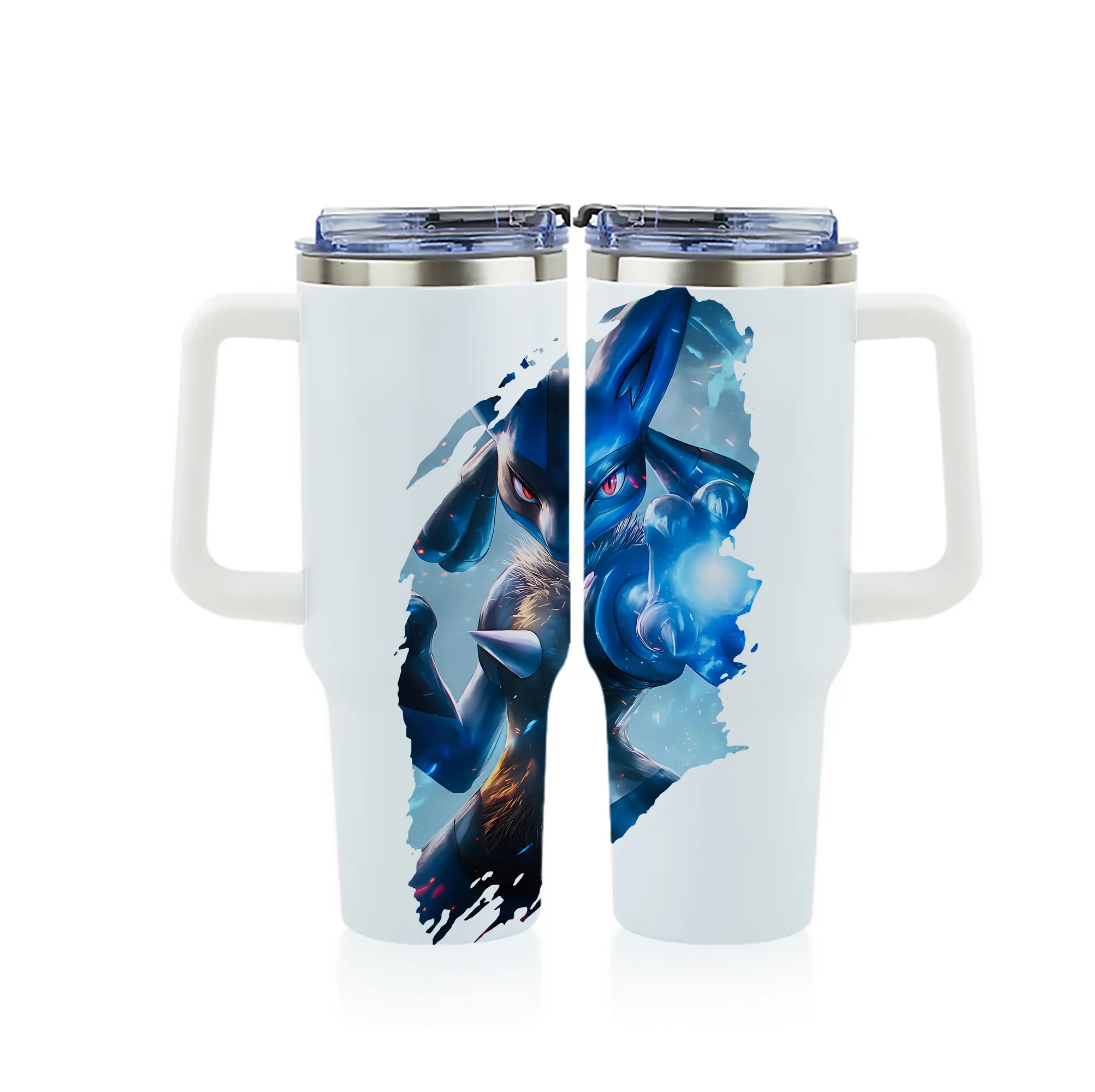 ポケモン グッズ,ルカリオ - 1200mL フルプリント車用タンブラー ・ 304ステンレス 内側 ・ 201ステンレス 外側 ・ 保温 保冷 ・ 通勤 ドライブ アウトドア用