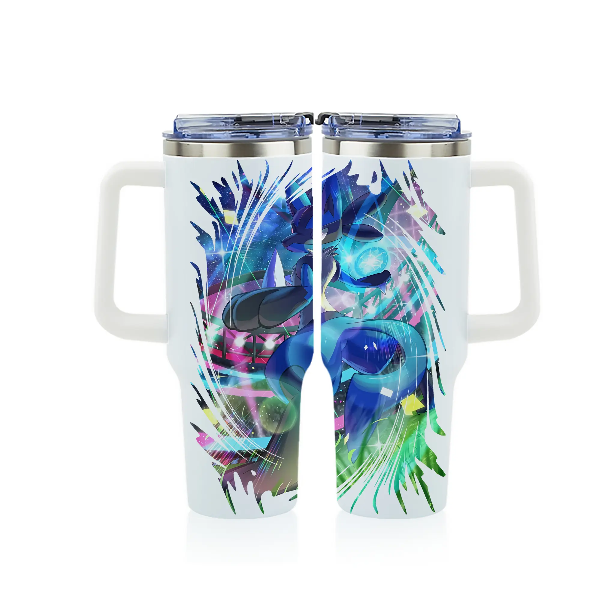 ポケモン グッズ,ルカリオ - 1200mL フルプリント車用タンブラー ・ 304ステンレス 内側 ・ 201ステンレス 外側 ・ 保温 保冷 ・ 通勤 ドライブ アウトドア用