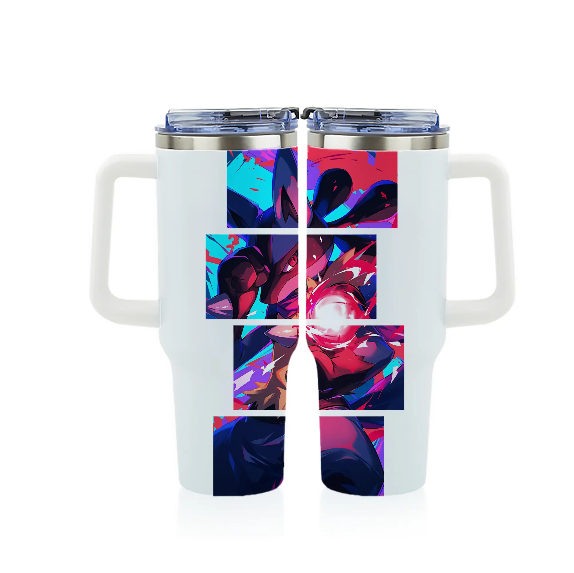 ポケモン グッズ,ルカリオ - 1200mL フルプリント車用タンブラー ・ 304ステンレス 内側 ・ 201ステンレス 外側 ・ 保温 保冷 ・ 通勤 ドライブ アウトドア用