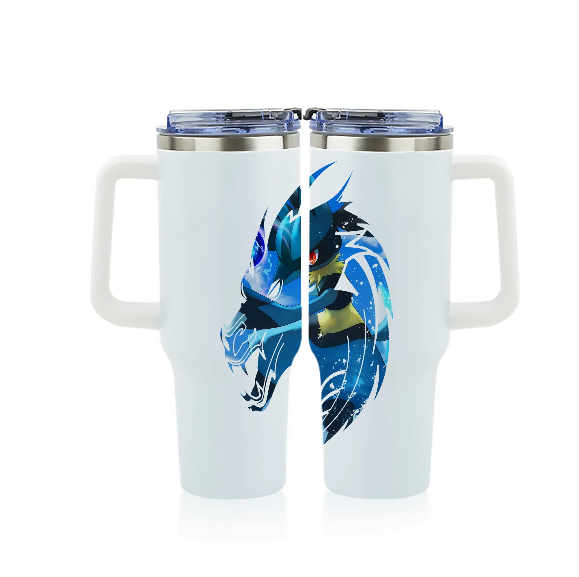 ポケモン グッズ,ルカリオ - 1200mL フルプリント車用タンブラー ・ 304ステンレス 内側 ・ 201ステンレス 外側 ・ 保温 保冷 ・ 通勤 ドライブ アウトドア用