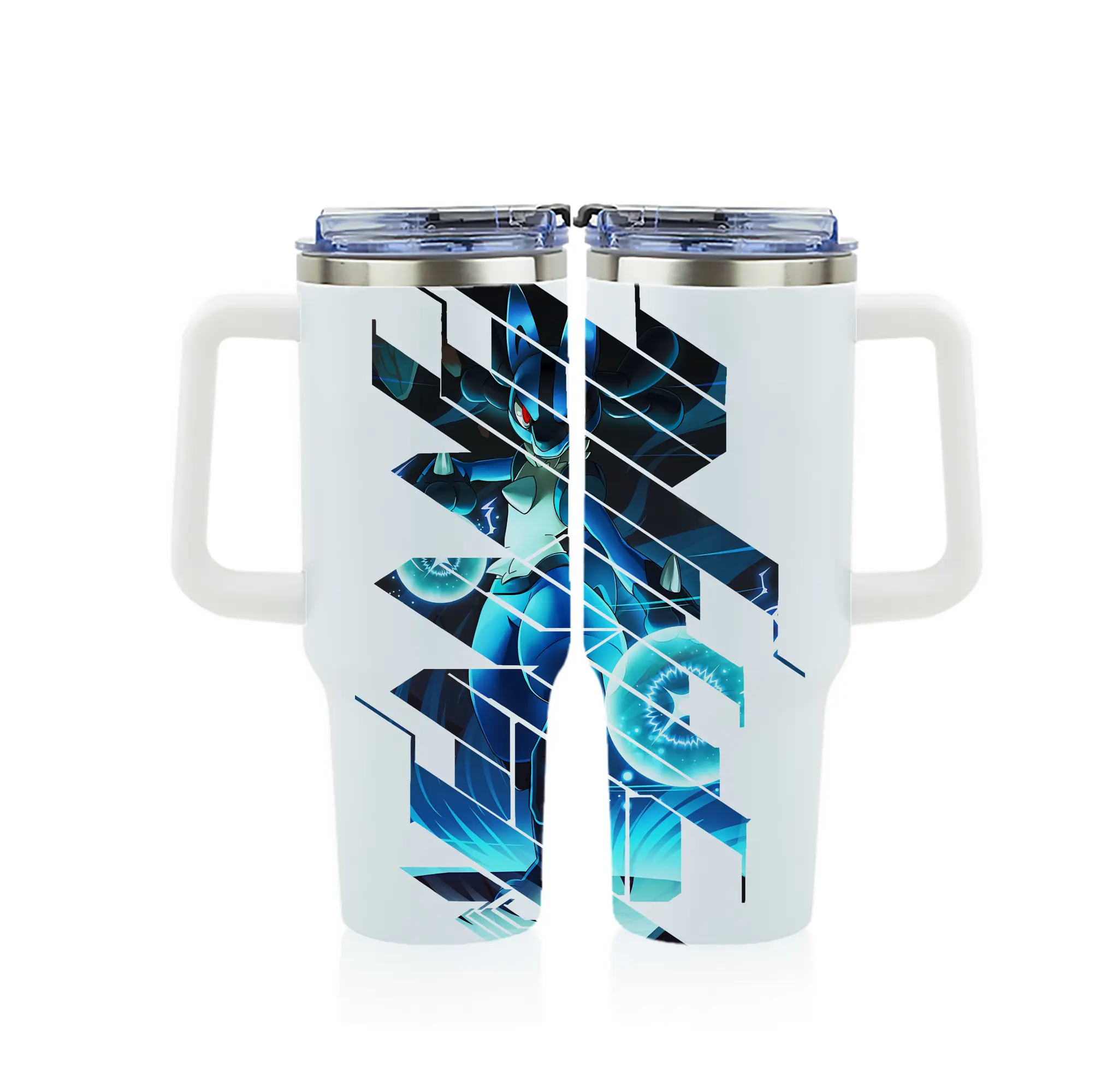 ポケモン グッズ,ルカリオ - 1200mL フルプリント車用タンブラー ・ 304ステンレス 内側 ・ 201ステンレス 外側 ・ 保温 保冷 ・ 通勤 ドライブ アウトドア用