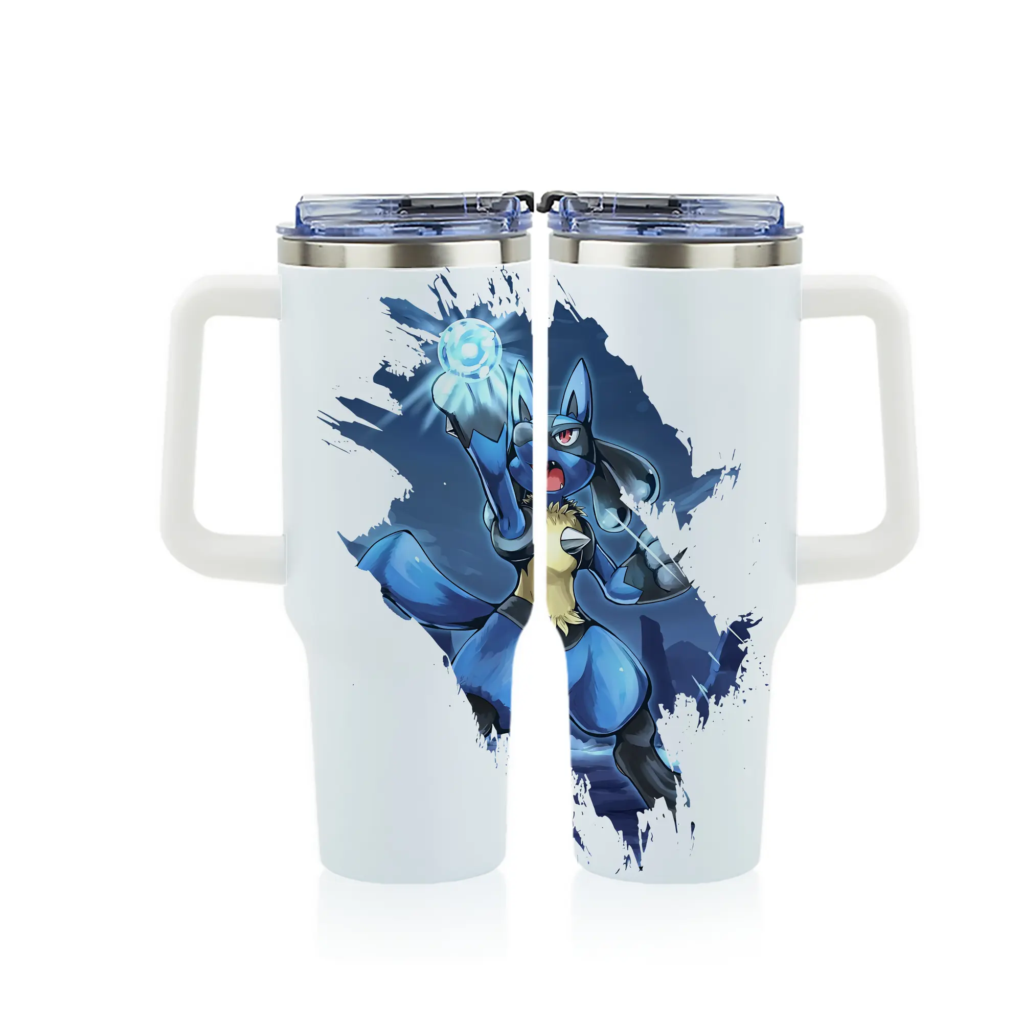 ポケモン グッズ,ルカリオ - 1200mL フルプリント車用タンブラー ・ 304ステンレス 内側 ・ 201ステンレス 外側 ・ 保温 保冷 ・ 通勤 ドライブ アウトドア用