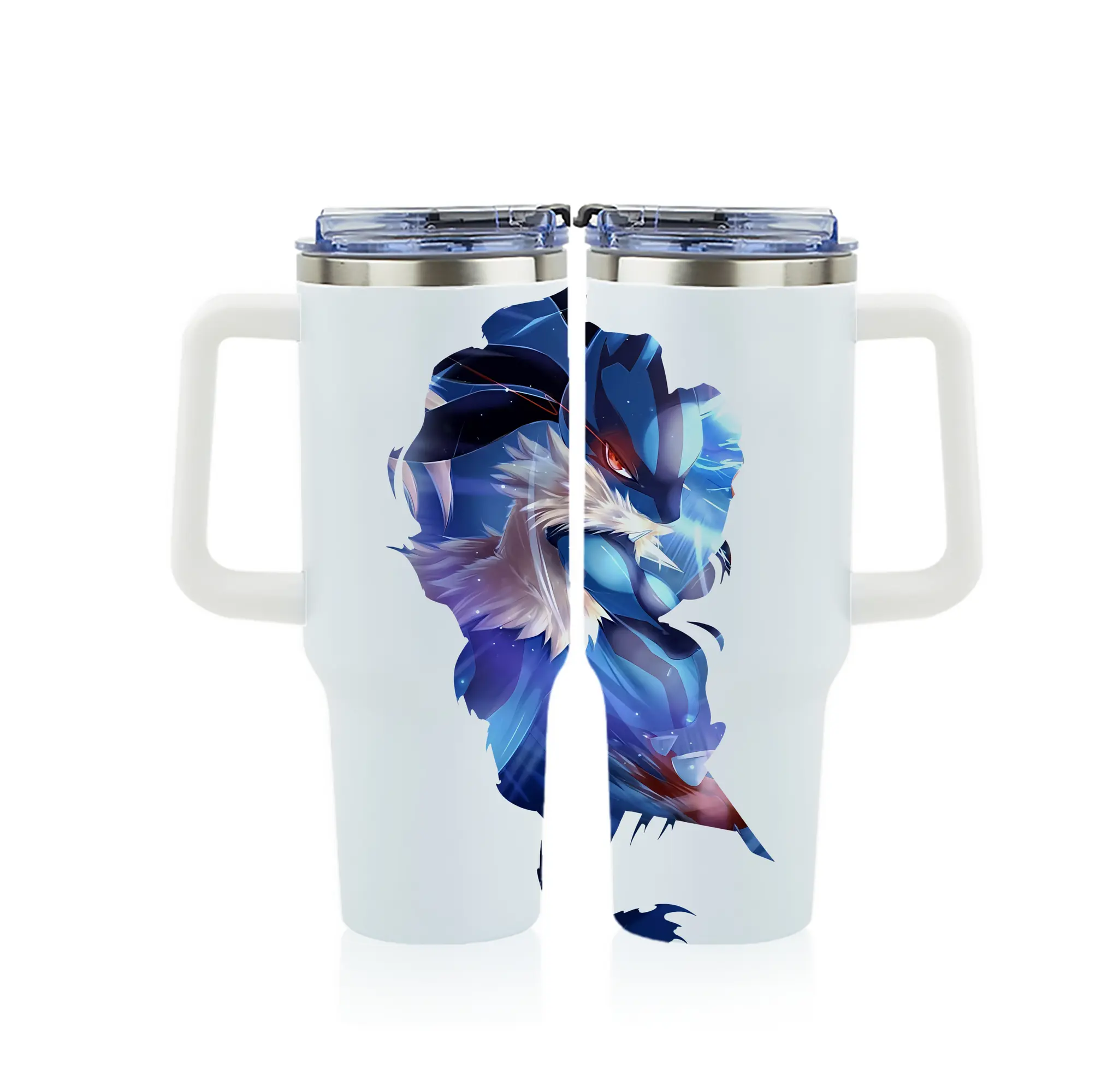 ポケモン グッズ,ルカリオ - 1200mL フルプリント車用タンブラー ・ 304ステンレス 内側 ・ 201ステンレス 外側 ・ 保温 保冷 ・ 通勤 ドライブ アウトドア用