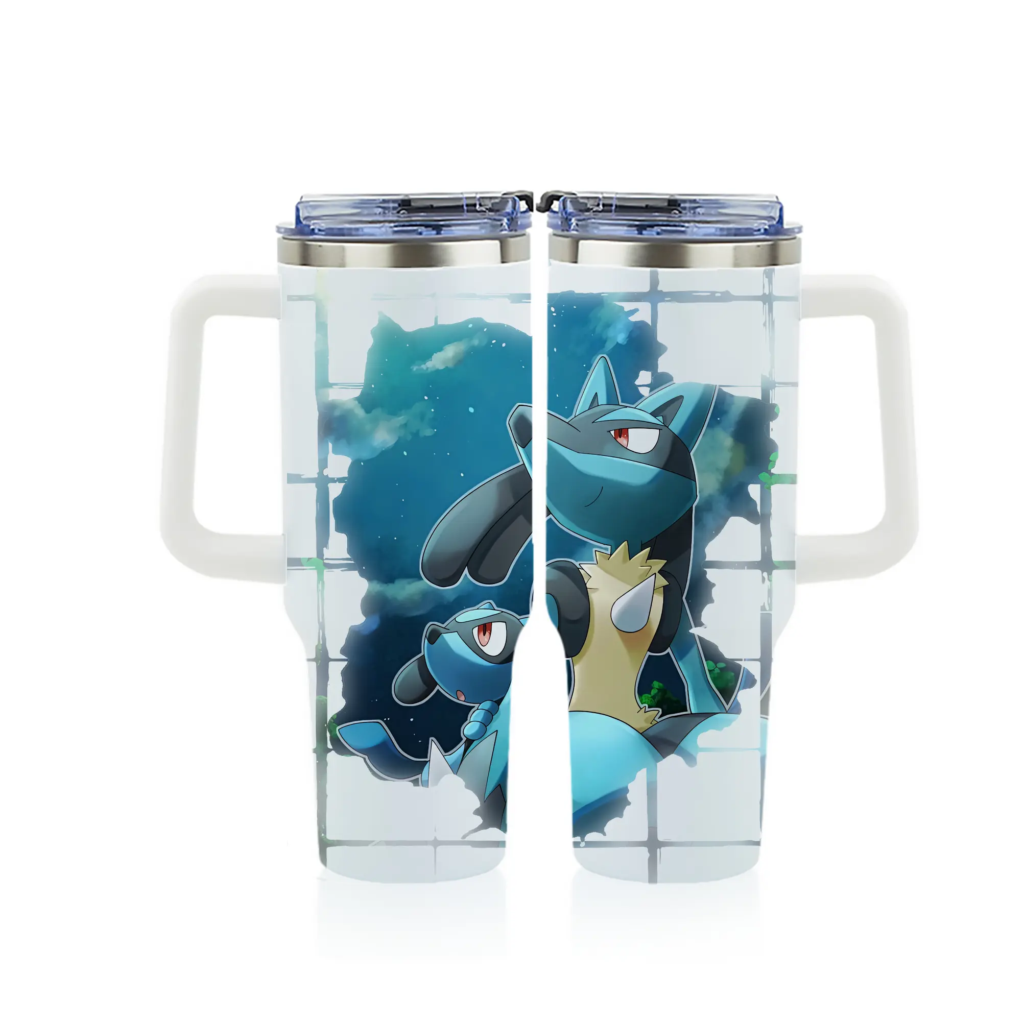 ポケモン グッズ,ルカリオ - 1200mL フルプリント車用タンブラー ・ 304ステンレス 内側 ・ 201ステンレス 外側 ・ 保温 保冷 ・ 通勤 ドライブ アウトドア用