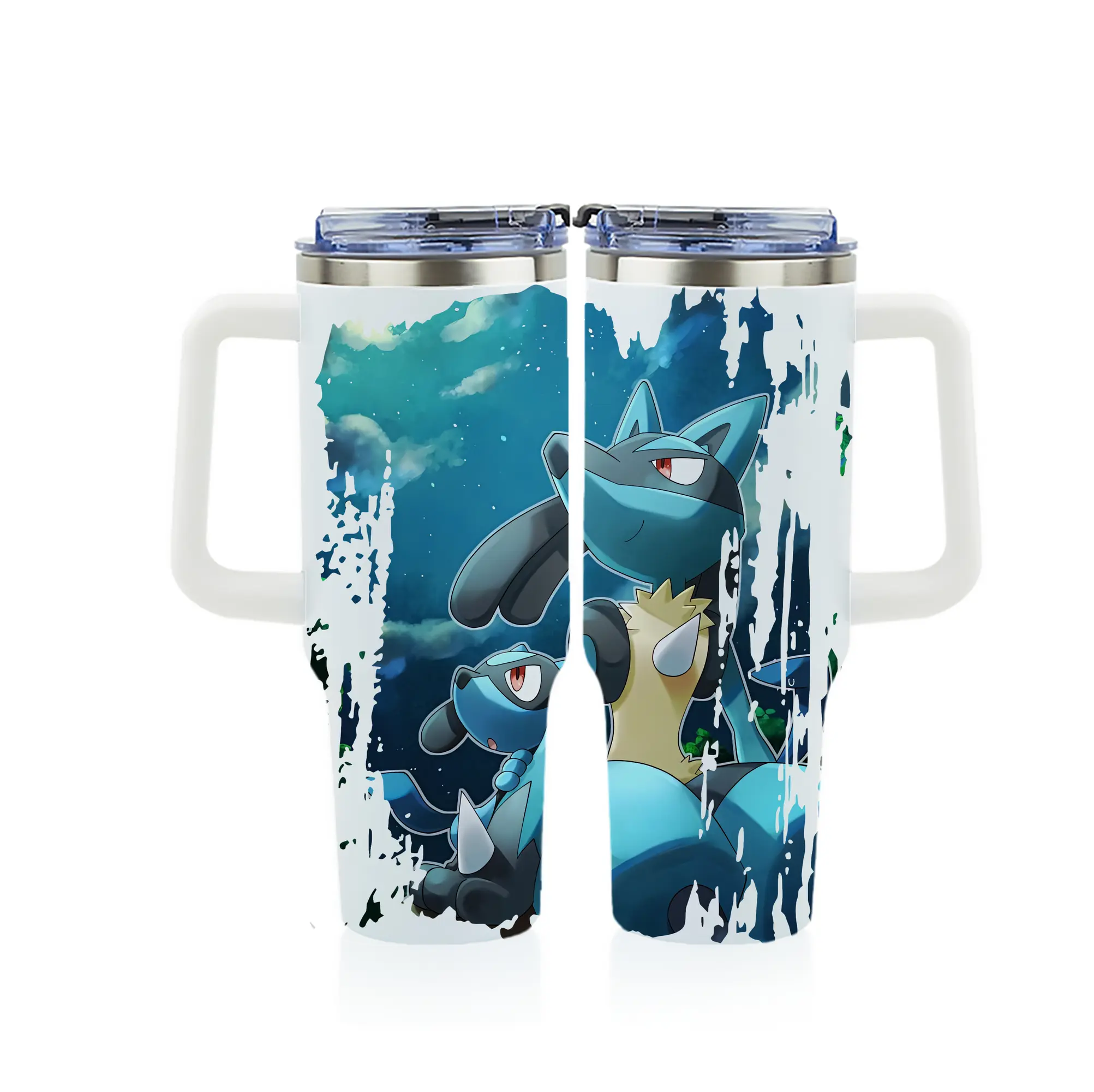 ポケモン グッズ,ルカリオ - 1200mL フルプリント車用タンブラー ・ 304ステンレス 内側 ・ 201ステンレス 外側 ・ 保温 保冷 ・ 通勤 ドライブ アウトドア用