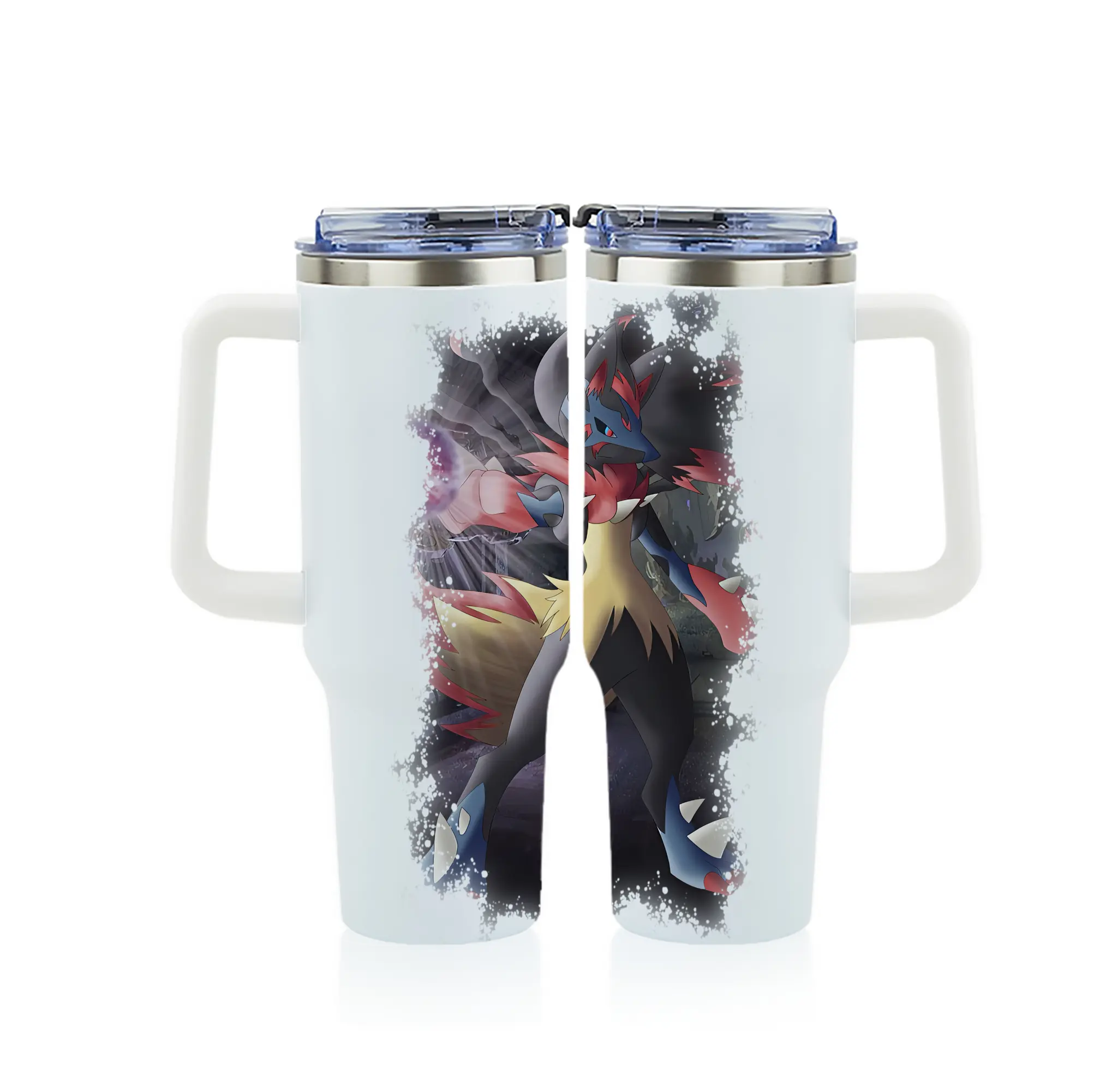 ポケモン グッズ,ルカリオ - 1200mL フルプリント車用タンブラー ・ 304ステンレス 内側 ・ 201ステンレス 外側 ・ 保温 保冷 ・ 通勤 ドライブ アウトドア用