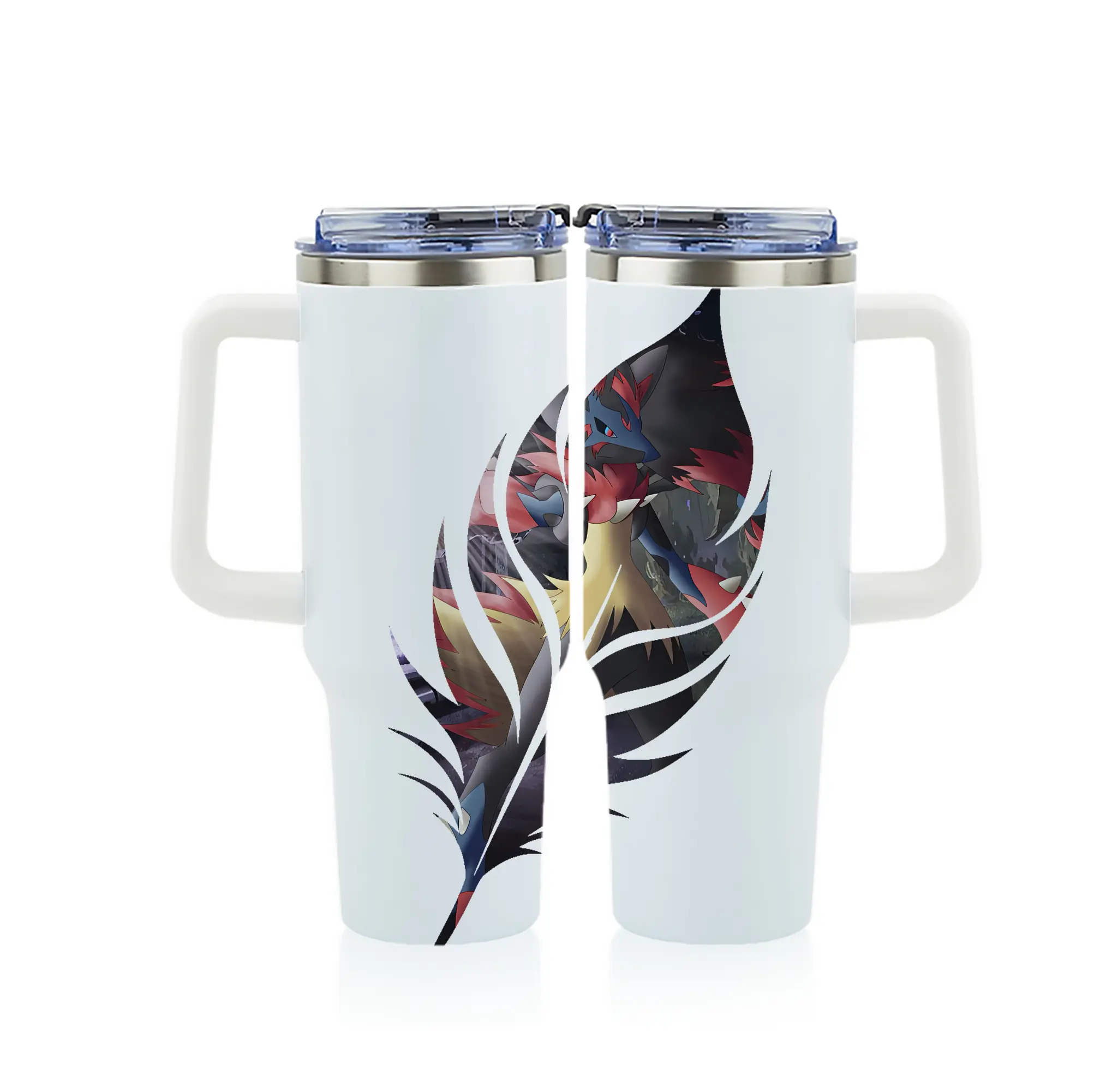 ポケモン グッズ,ルカリオ - 1200mL フルプリント車用タンブラー ・ 304ステンレス 内側 ・ 201ステンレス 外側 ・ 保温 保冷 ・ 通勤 ドライブ アウトドア用