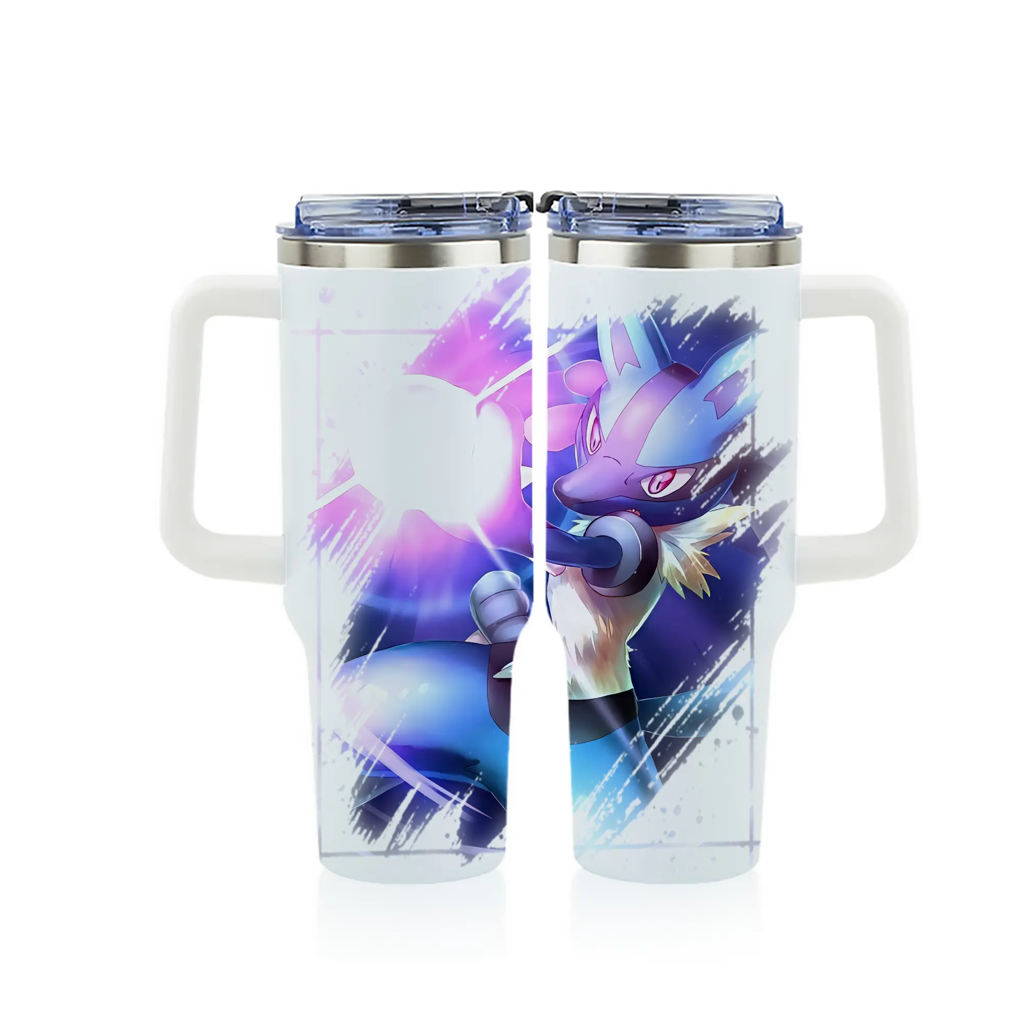 ポケモン グッズ,ルカリオ - 1200mL フルプリント車用タンブラー ・ 304ステンレス 内側 ・ 201ステンレス 外側 ・ 保温 保冷 ・ 通勤 ドライブ アウトドア用