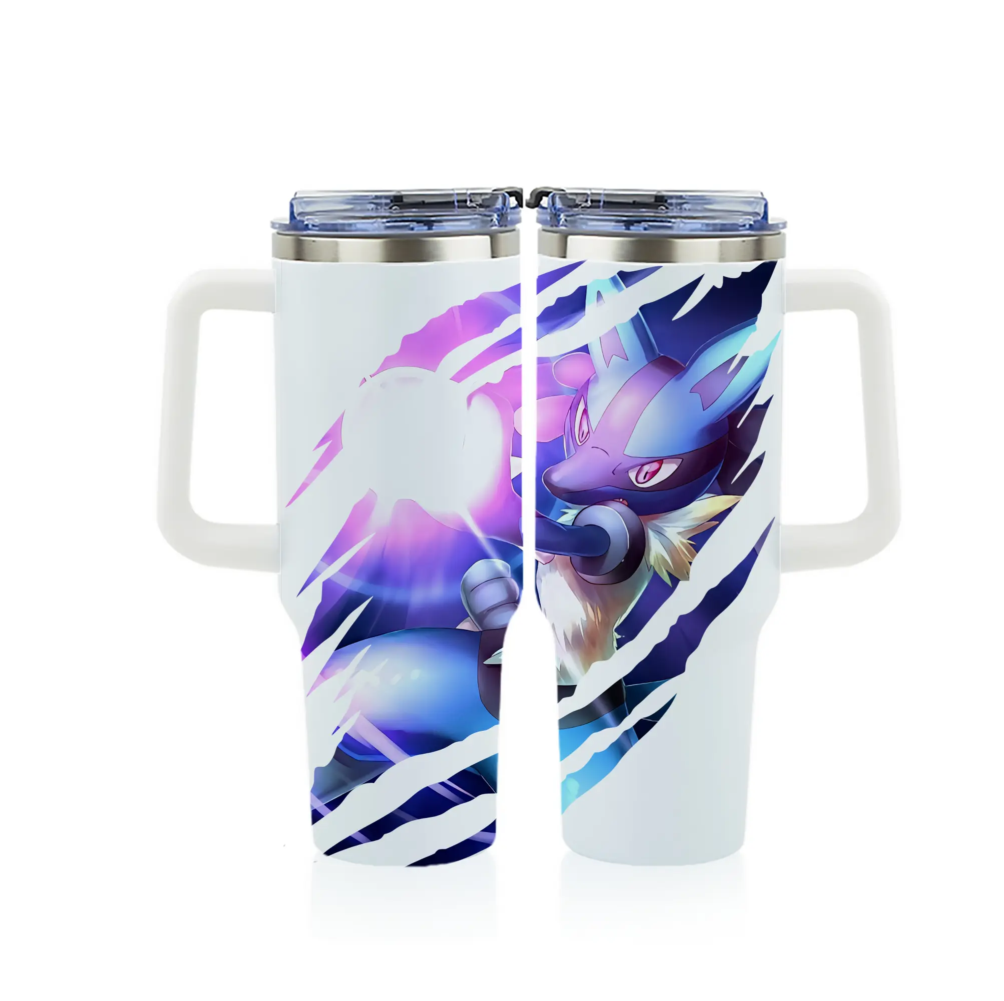 ポケモン グッズ,ルカリオ - 1200mL フルプリント車用タンブラー ・ 304ステンレス 内側 ・ 201ステンレス 外側 ・ 保温 保冷 ・ 通勤 ドライブ アウトドア用