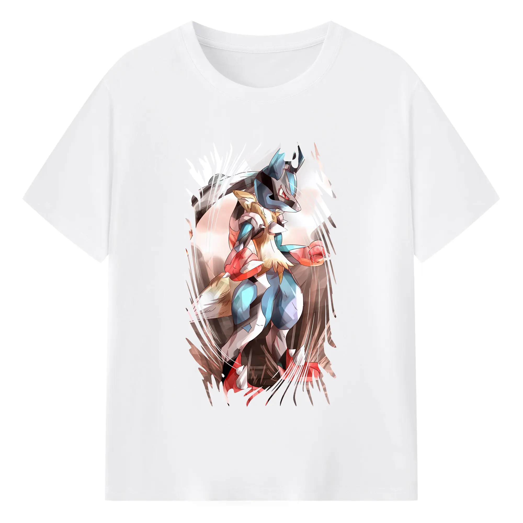 ポケモン グッズ,ルカリオ - 綿100％ 半袖Tシャツ ・ フロントプリント ・ 快適 通気性 ・ 日常使い 散歩 スポーツ用