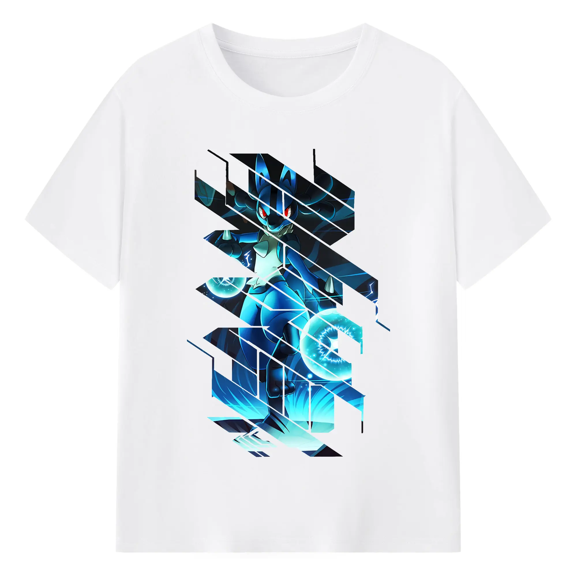 ポケモン グッズ,ルカリオ - 綿100％ 半袖Tシャツ ・ フロントプリント ・ 快適 通気性 ・ 日常使い 散歩 スポーツ用