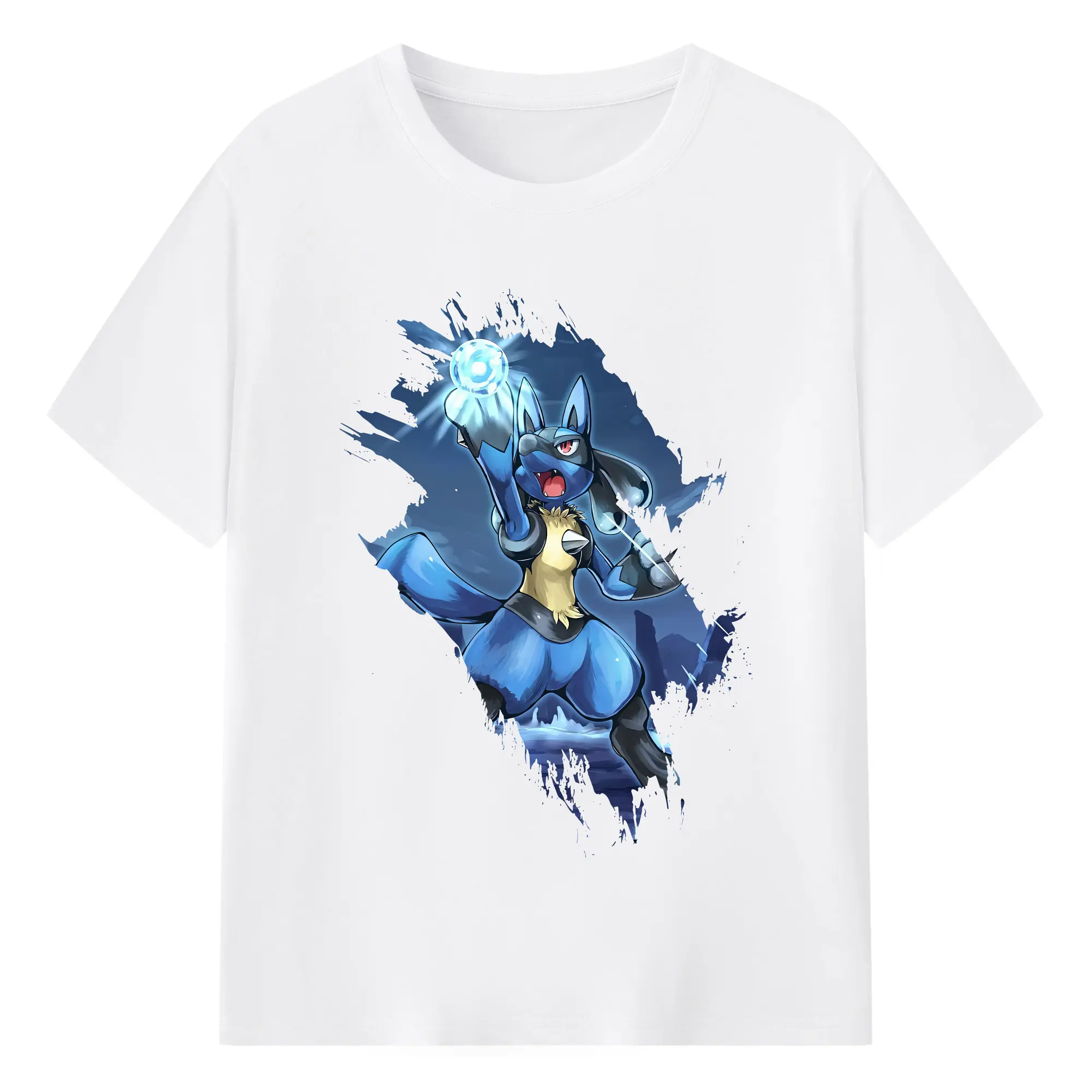 ポケモン グッズ,ルカリオ - 綿100％ 半袖Tシャツ ・ フロントプリント ・ 快適 通気性 ・ 日常使い 散歩 スポーツ用