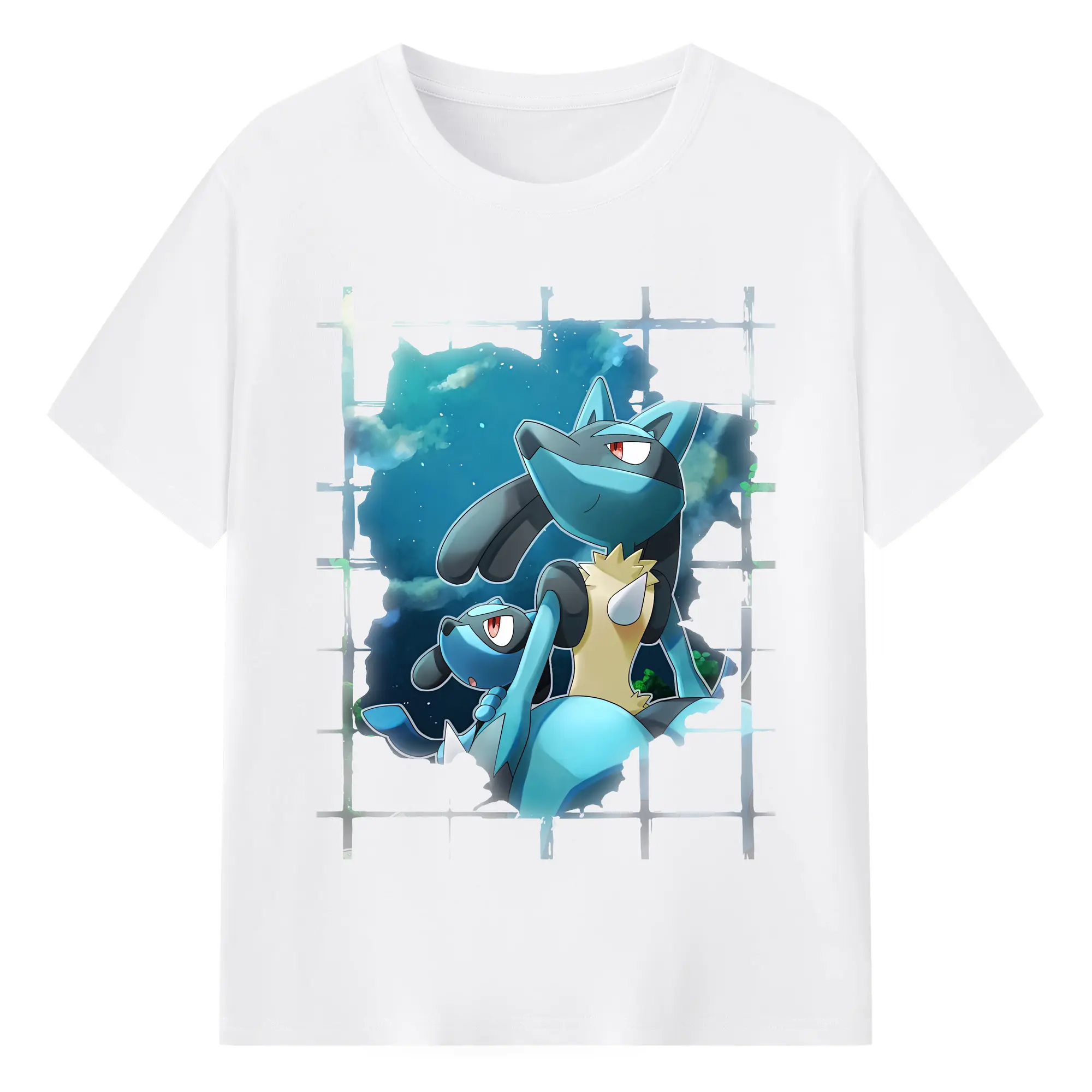 ポケモン グッズ,ルカリオ - 綿100％ 半袖Tシャツ ・ フロントプリント ・ 快適 通気性 ・ 日常使い 散歩 スポーツ用