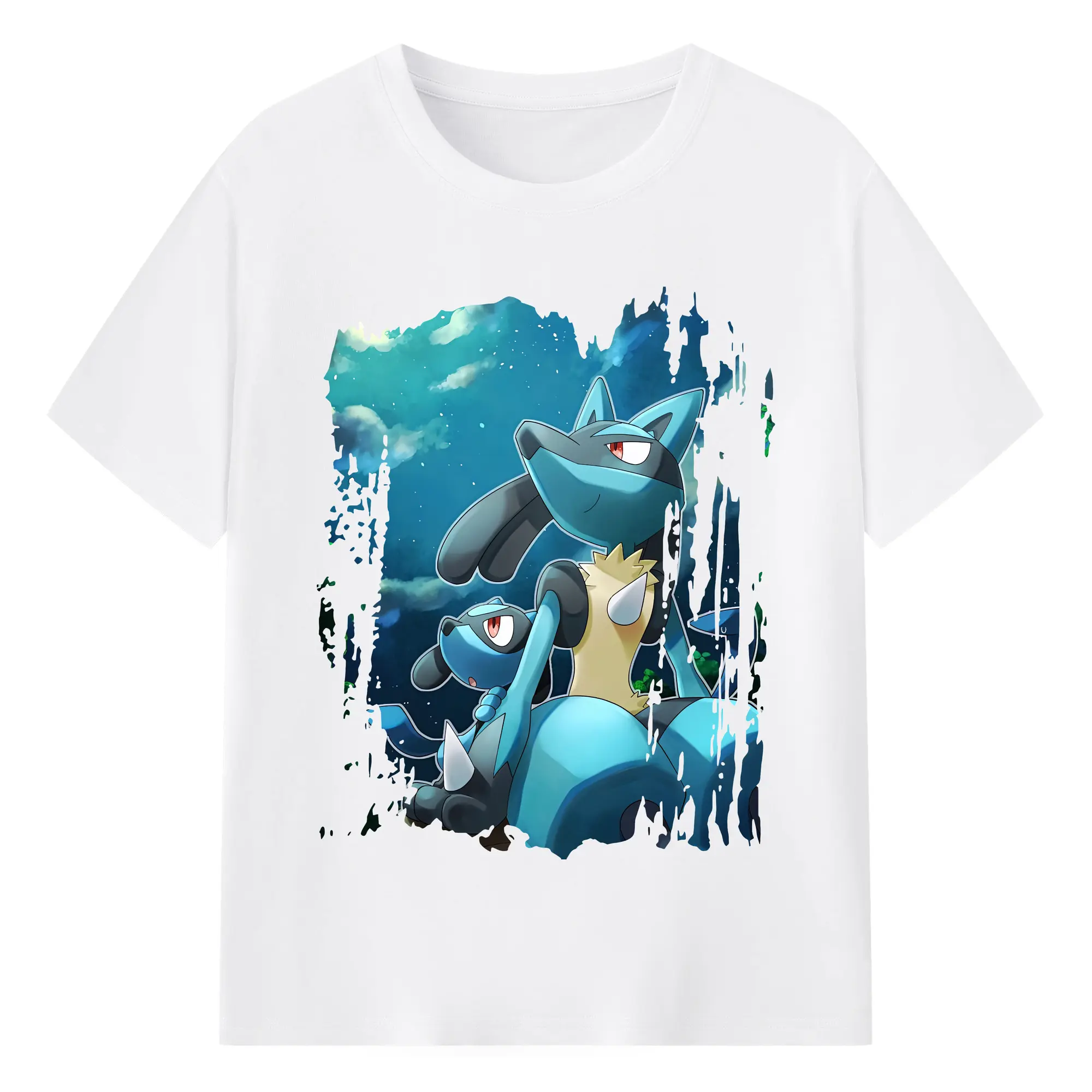 ポケモン グッズ,ルカリオ - 綿100％ 半袖Tシャツ ・ フロントプリント ・ 快適 通気性 ・ 日常使い 散歩 スポーツ用