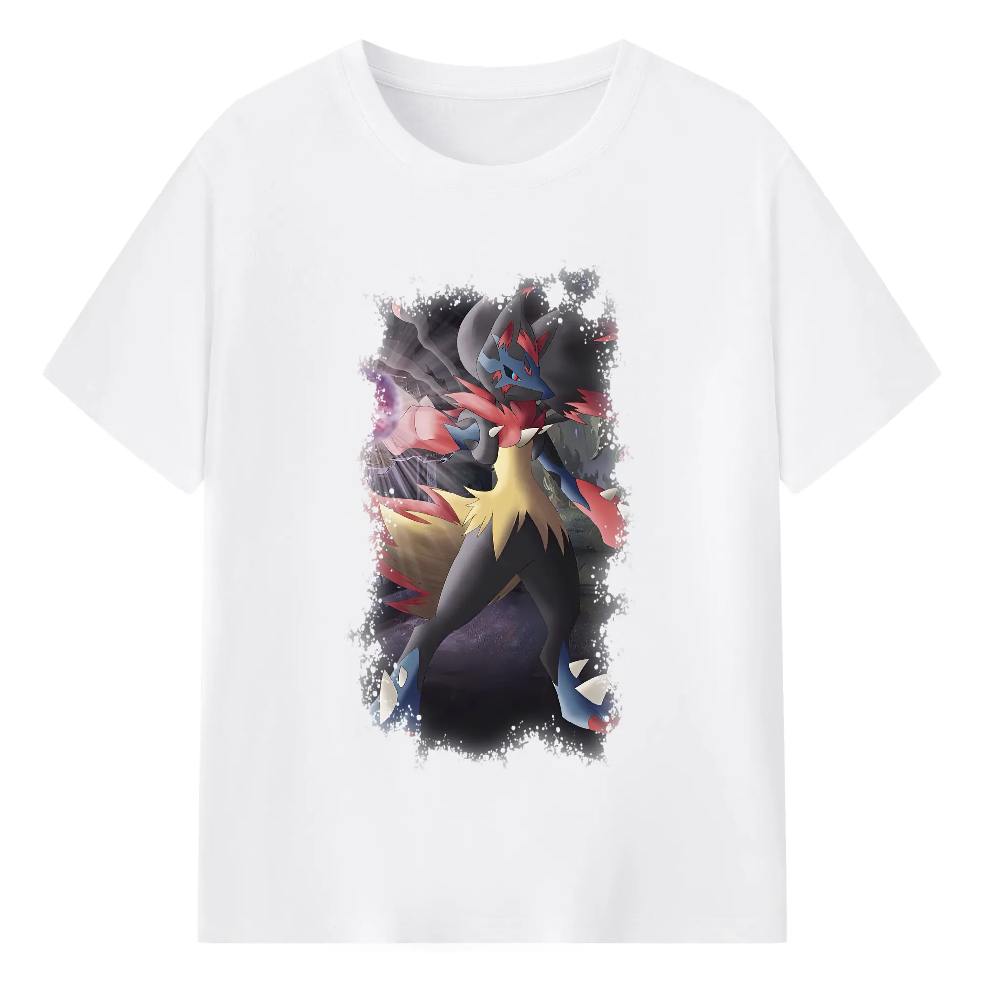 ポケモン グッズ,ルカリオ - 綿100％ 半袖Tシャツ ・ フロントプリント ・ 快適 通気性 ・ 日常使い 散歩 スポーツ用