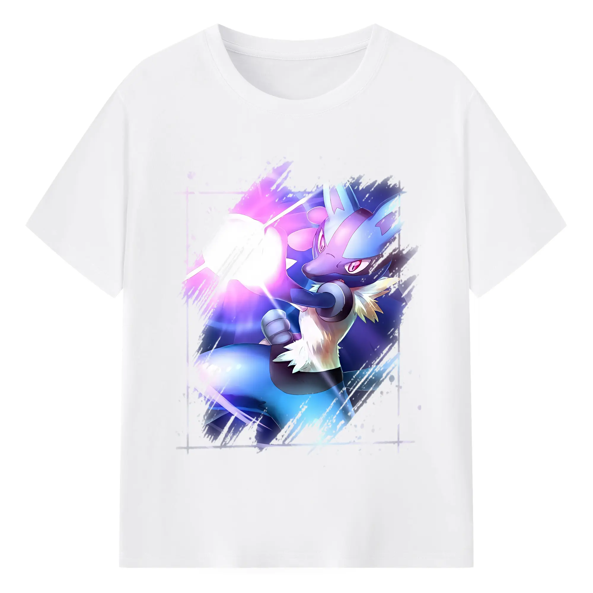 ポケモン グッズ,ルカリオ - 綿100％ 半袖Tシャツ ・ フロントプリント ・ 快適 通気性 ・ 日常使い 散歩 スポーツ用
