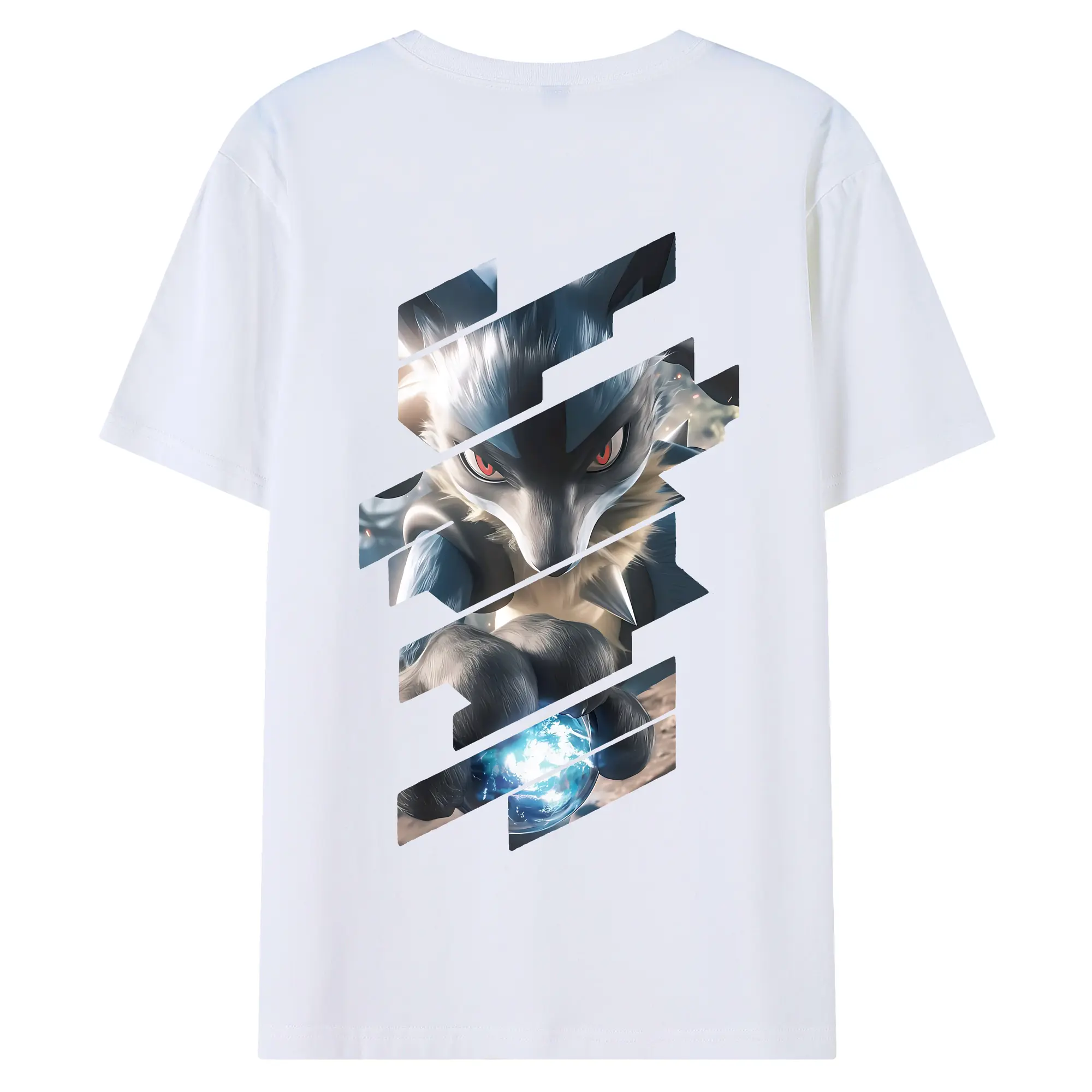 ポケモン グッズ,ルカリオ - 綿100％ 半袖Tシャツ ・ バックプリント ・ 快適 通気性 ・ 日常使い 散歩 スポーツ用