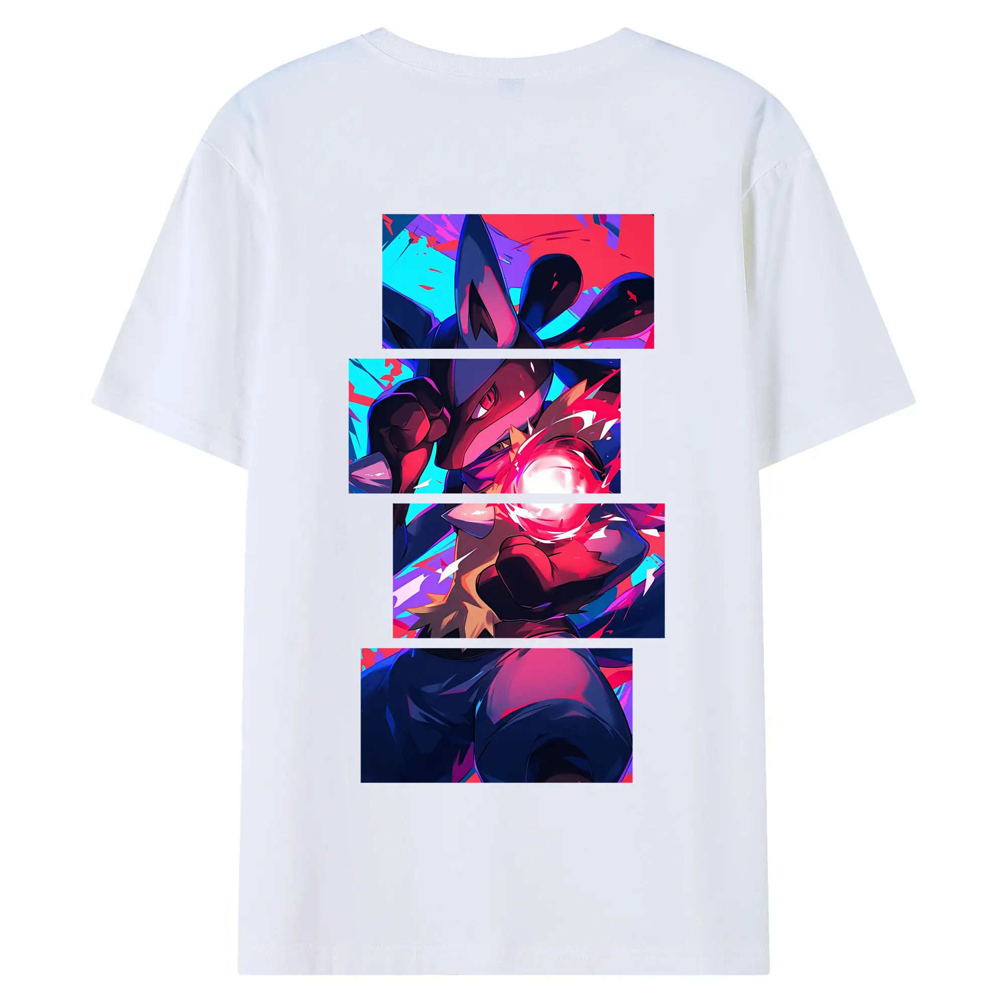 ポケモン グッズ,ルカリオ - 綿100％ 半袖Tシャツ ・ バックプリント ・ 快適 通気性 ・ 日常使い 散歩 スポーツ用